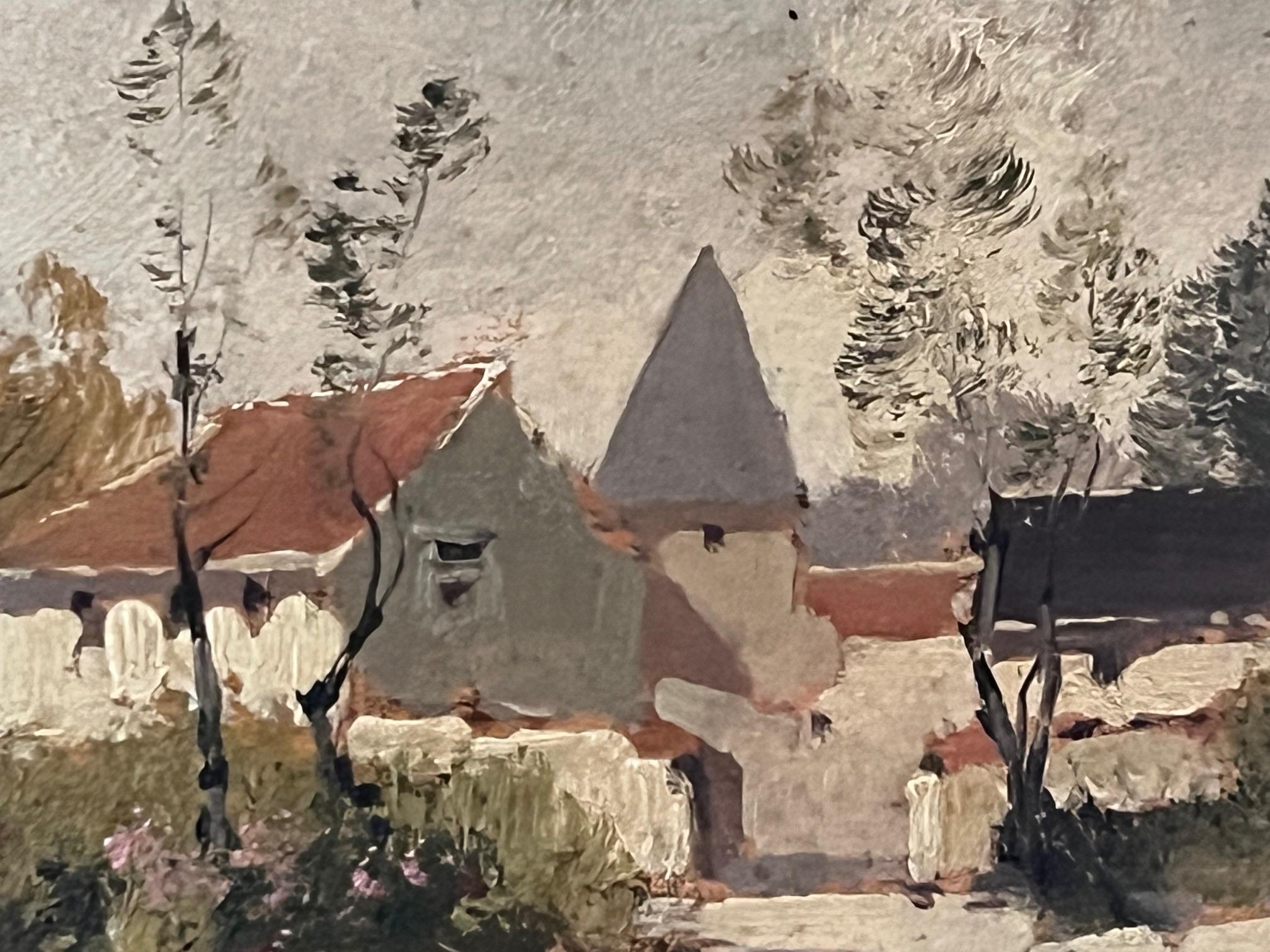 Peinture à l'huile sur bois signée et encadrée du milieu du 19e siècle Bon état - En vente à Ross, CA