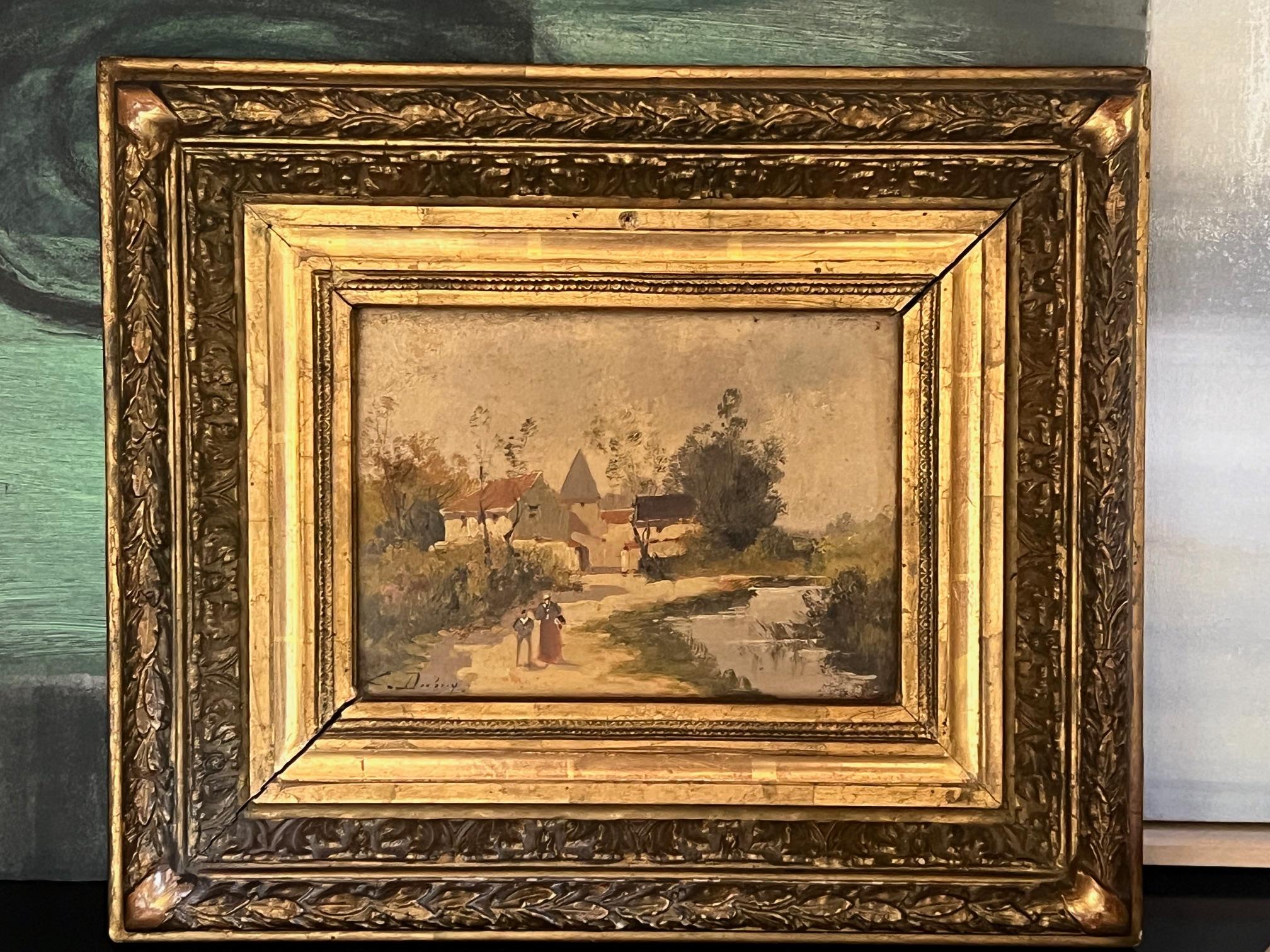 Bois Peinture à l'huile sur bois signée et encadrée du milieu du 19e siècle en vente