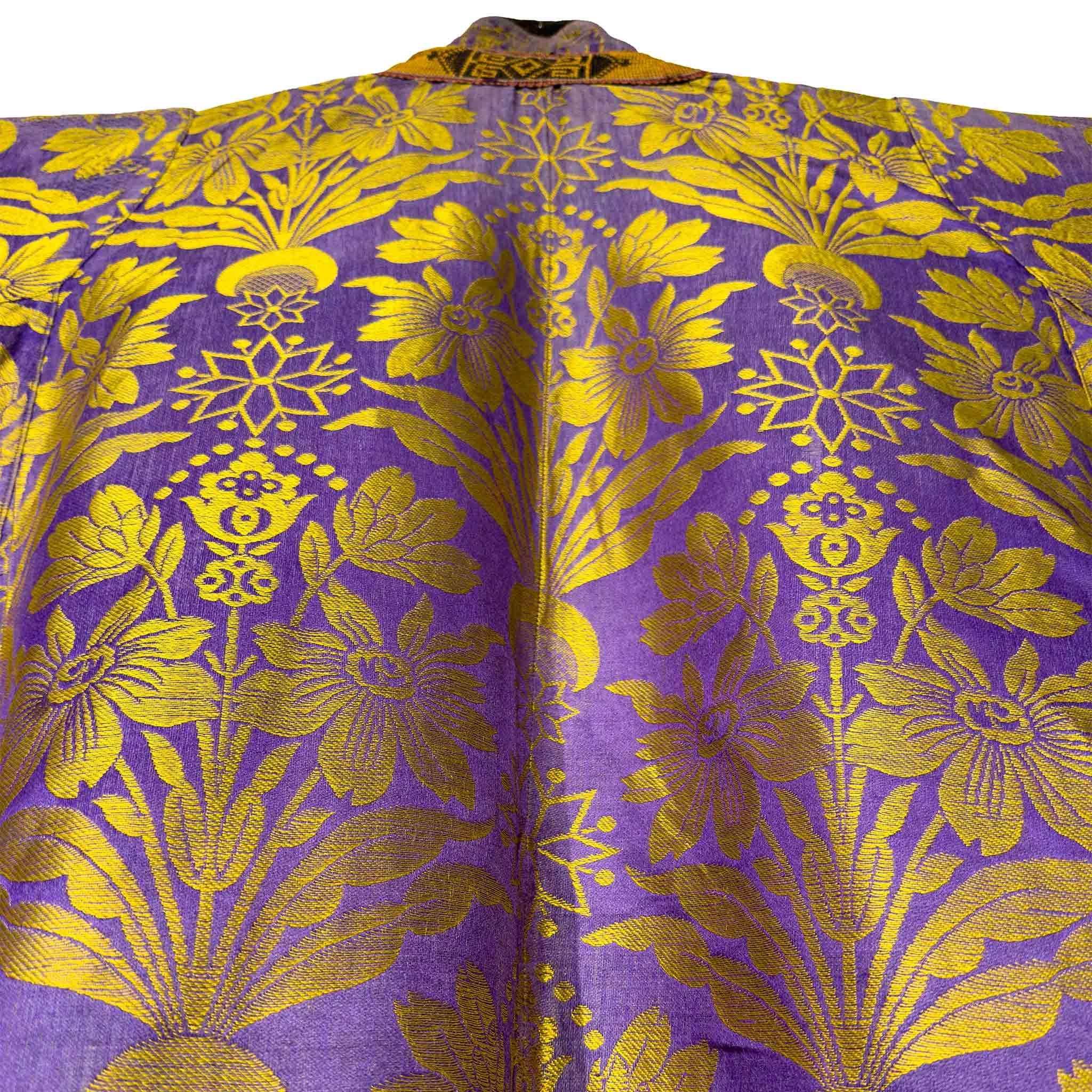 Cotone Vestaglia in broccato di seta della metà del XIX secolo in vendita