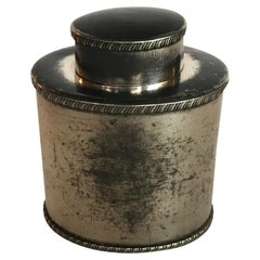 Boîte à thé en métal argenté du milieu du 19e siècle