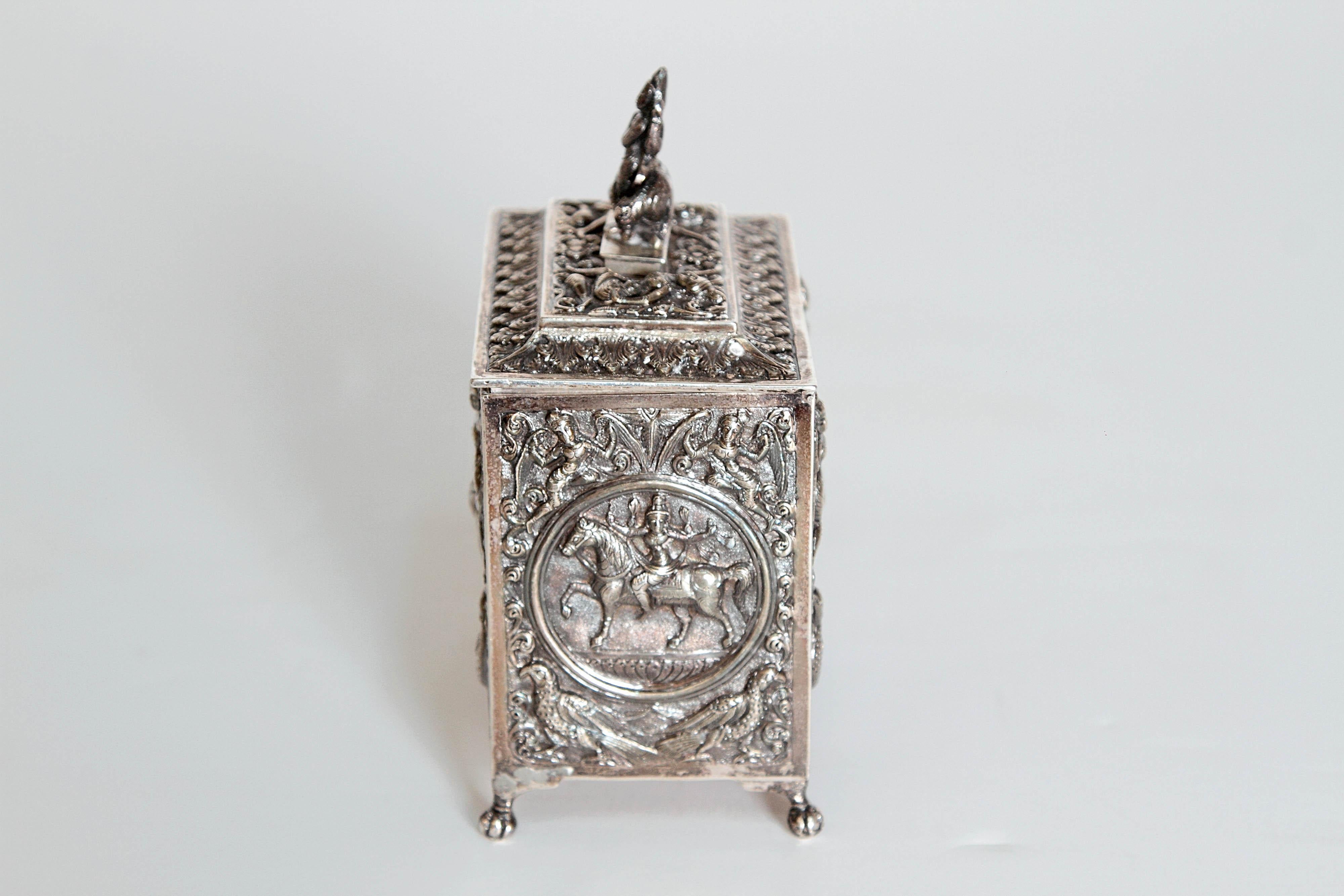 Anglo-Indian Mid-19th Century Silver Plated Box from Siam