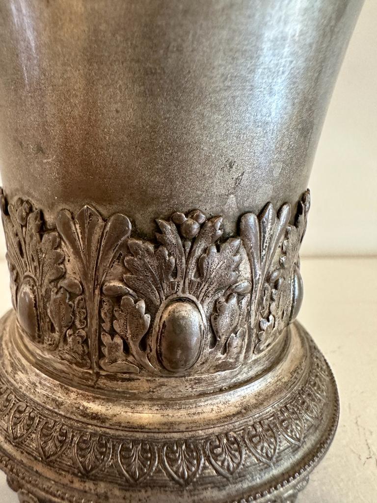 Cast Mid-19th Century Silver Vase Owned and Marked by a Jewish Family  For Sale