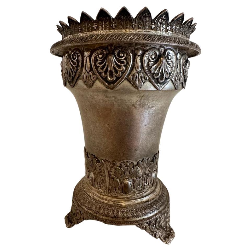 Mid-19th Century Silver Vase Owned and Marked by a Jewish Family  For Sale