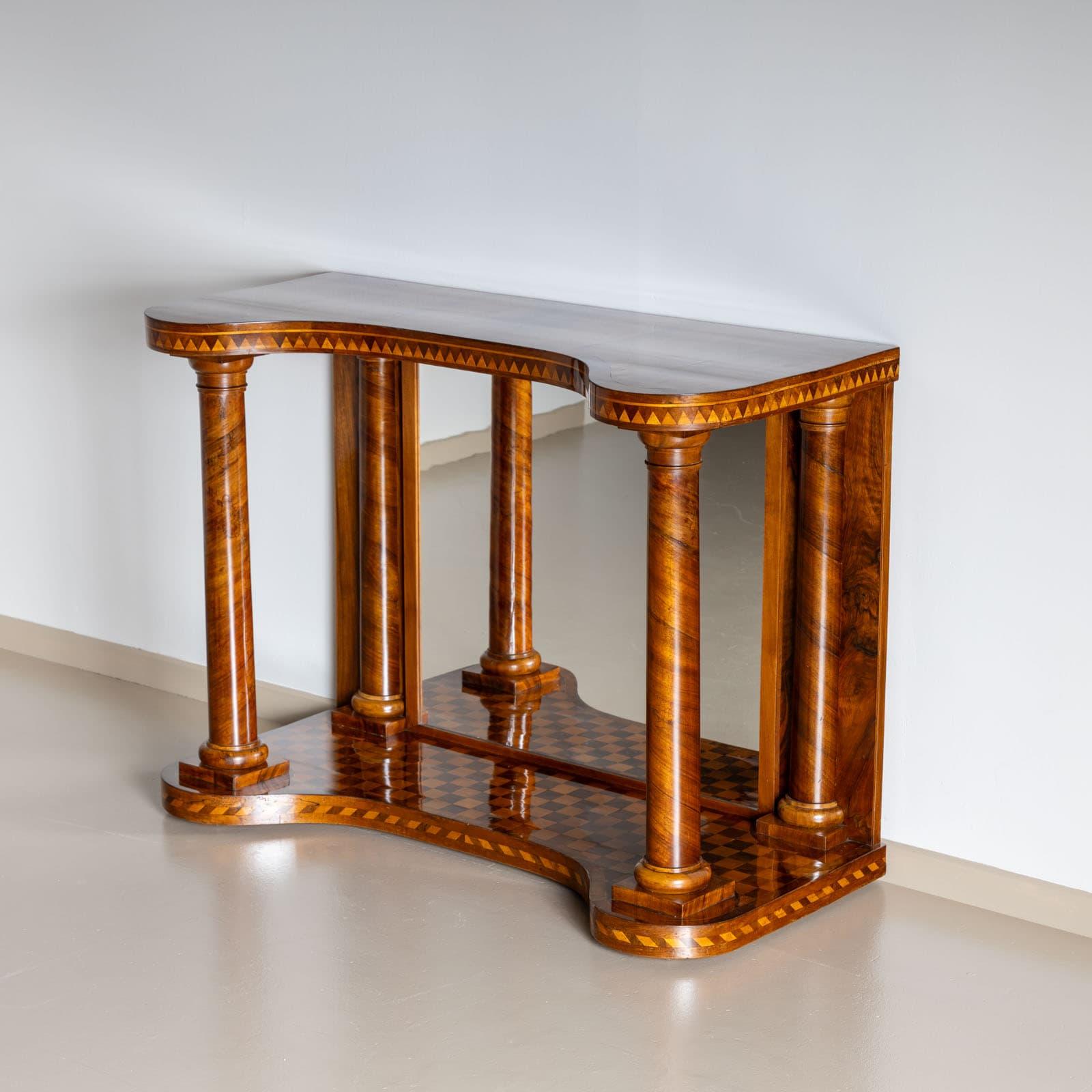 Console en parquet du milieu du XIXe siècle avec miroir Bon état - En vente à New York, NY