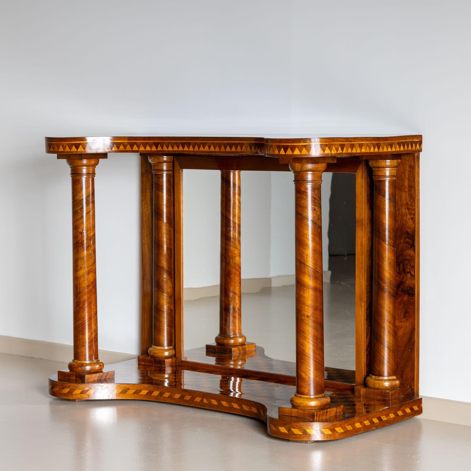 Miroir Console en parquet du milieu du XIXe siècle avec miroir en vente