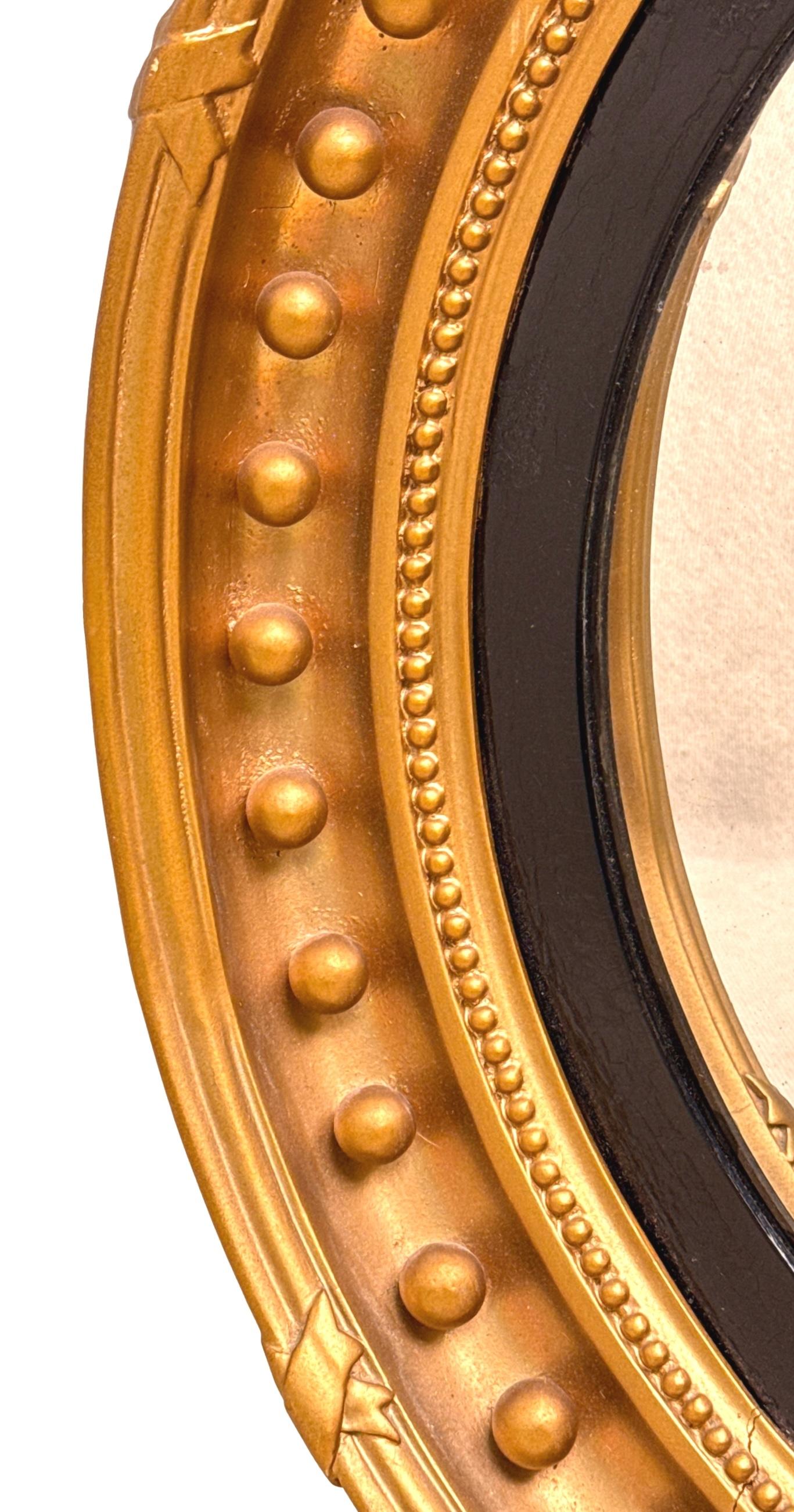 Victorian Mid 19th Century Small Giltwood Convex Mirror For Sale
