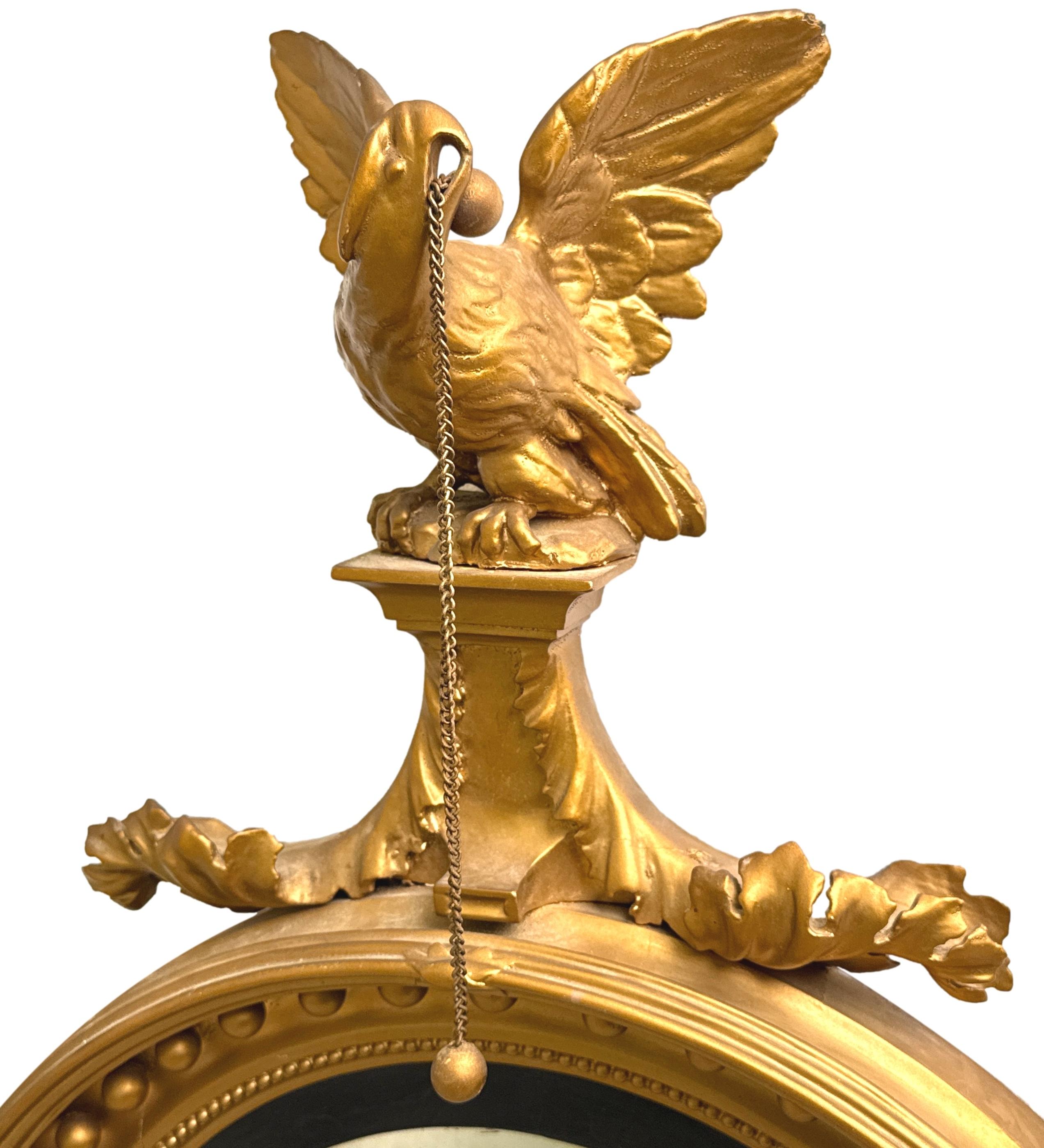 English Mid 19th Century Small Giltwood Convex Mirror For Sale