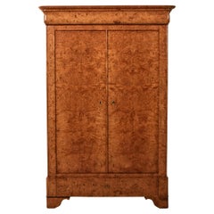 Mid-19th Century Small Scale French Louis Philippe Period Burl Elm Armoire