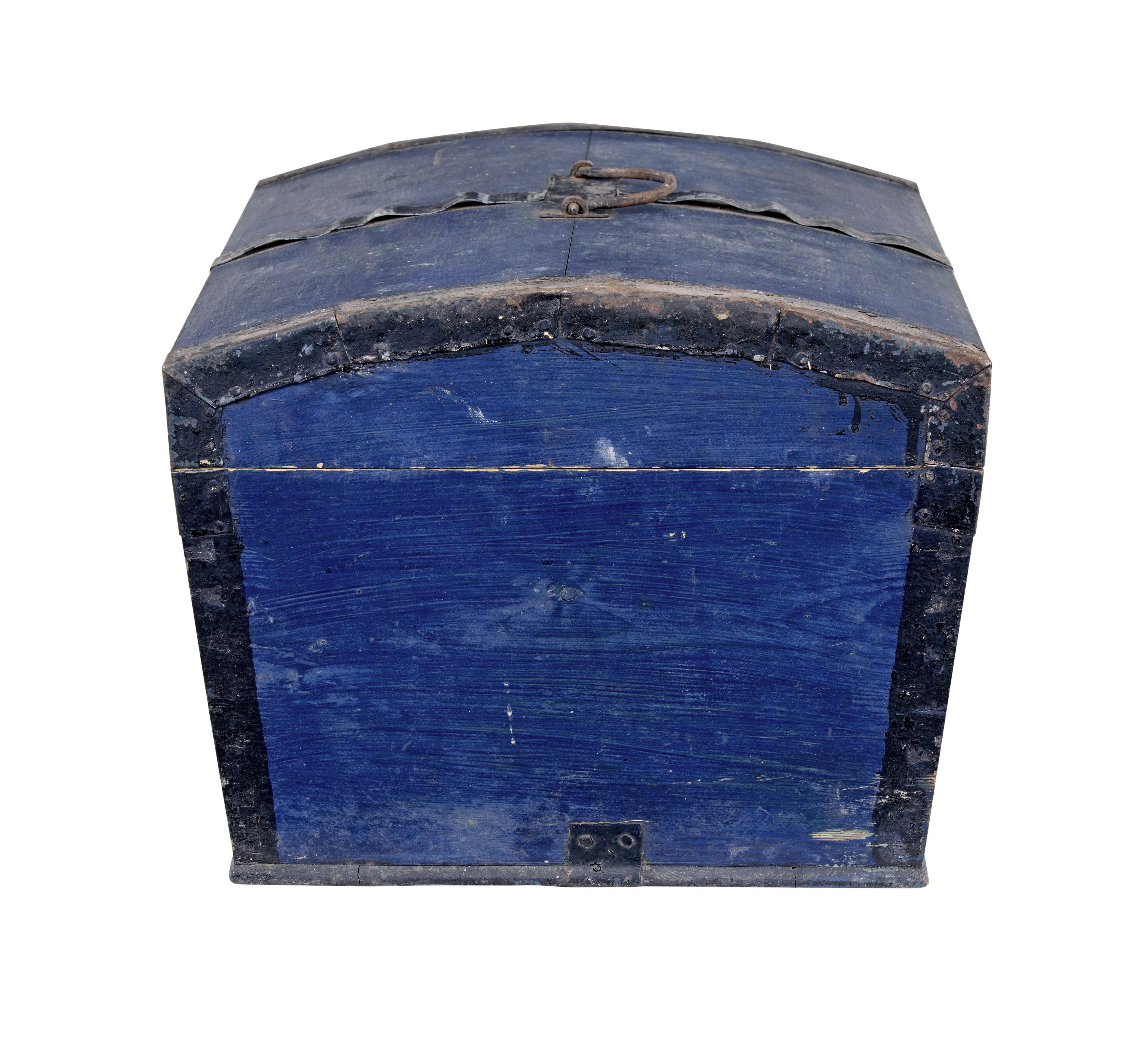 Metal Mid-19th Century Small Swedish Dome Top Box For Sale