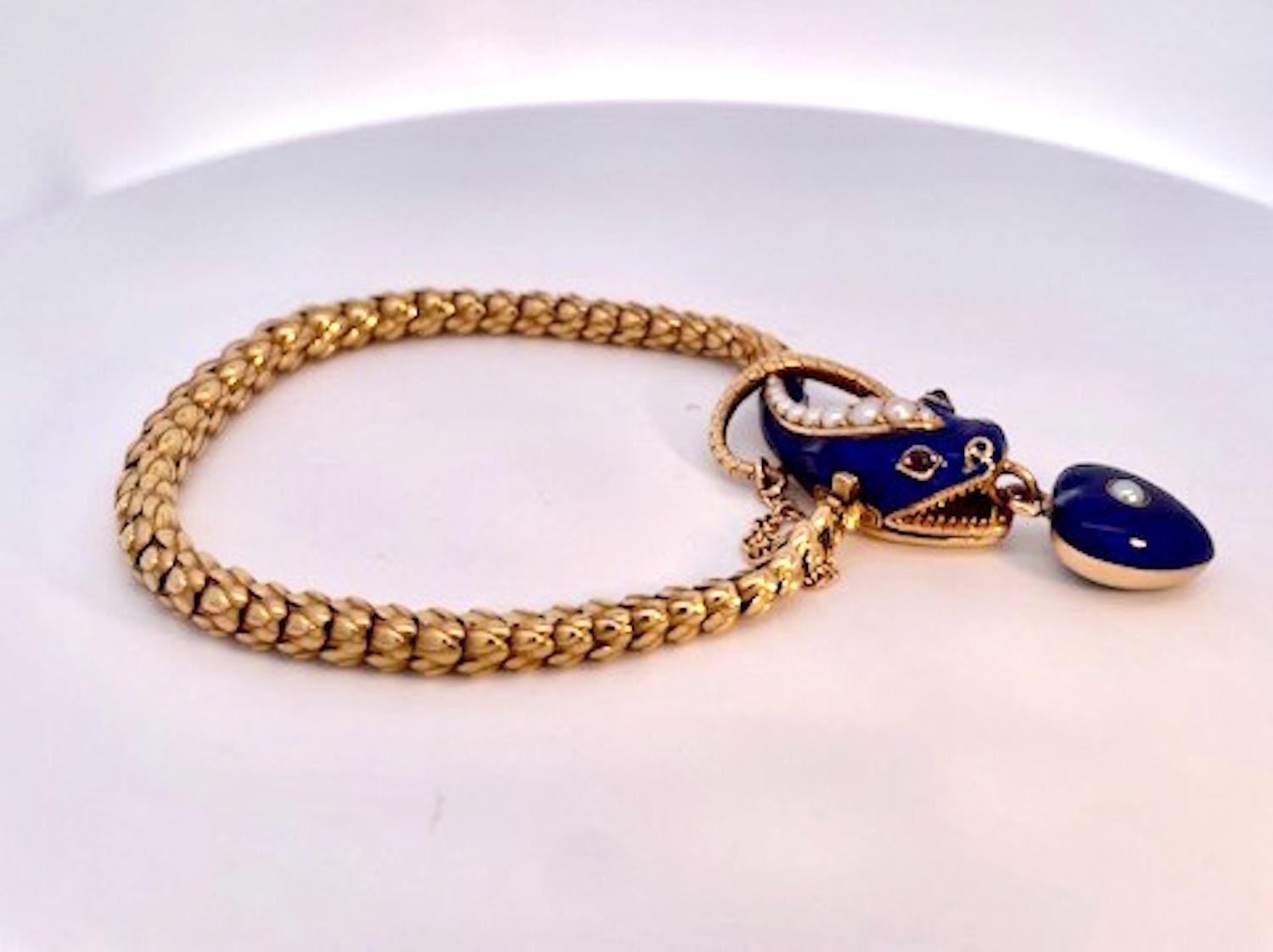 Round Cut Mid 19th Century Snake Bracelet circa 1860 For Sale