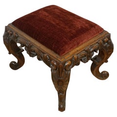 Mid-19th Century Solid and Carved Walnut Stool