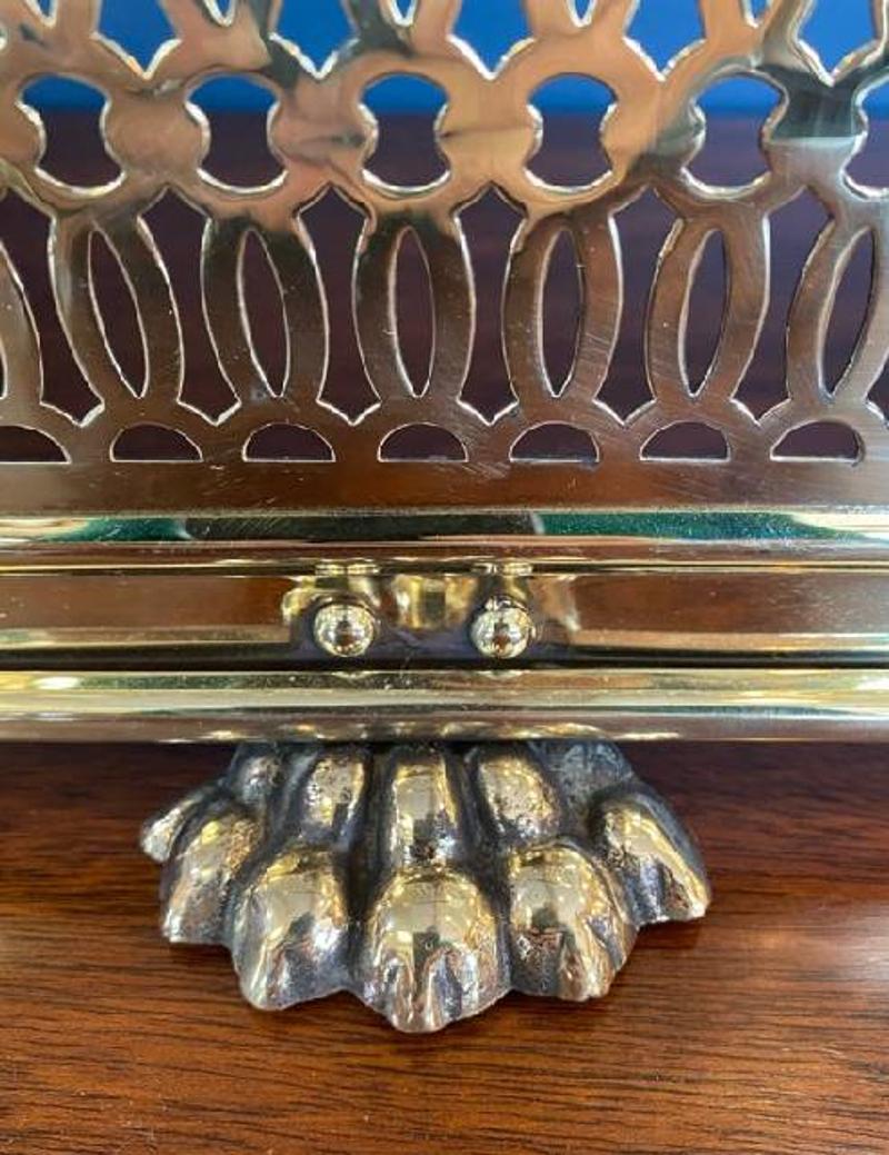 Mid-19th Century Solid Brass Fireplace Fender For Sale 1