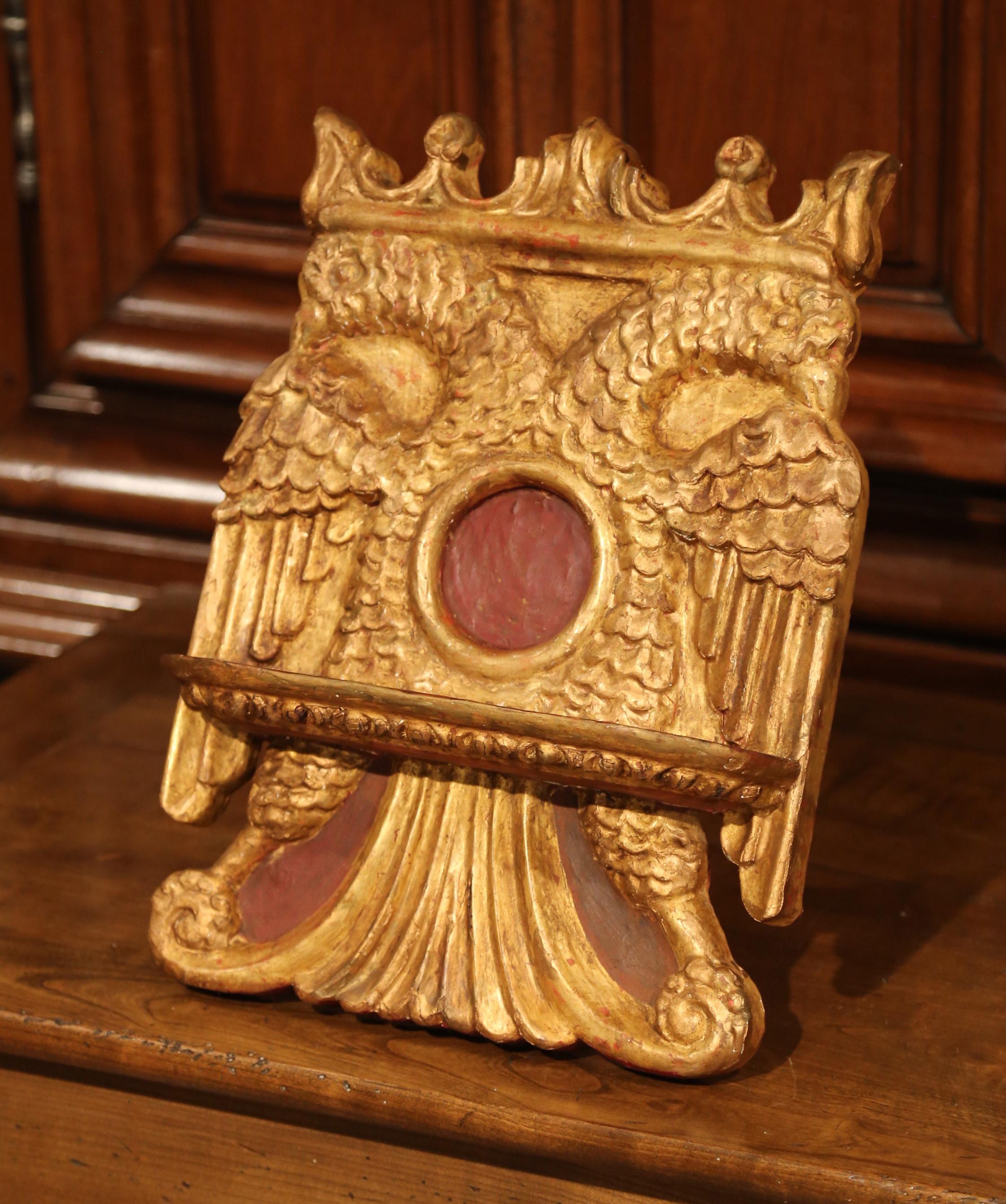 Hand-Carved Mid-19th Century Spanish Carved Giltwood Book Stand Holder