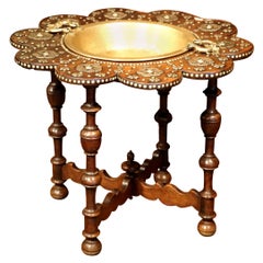Mid-19th Century Spanish Carved Walnut "Brasero" Table with Repousse Brass Bowl