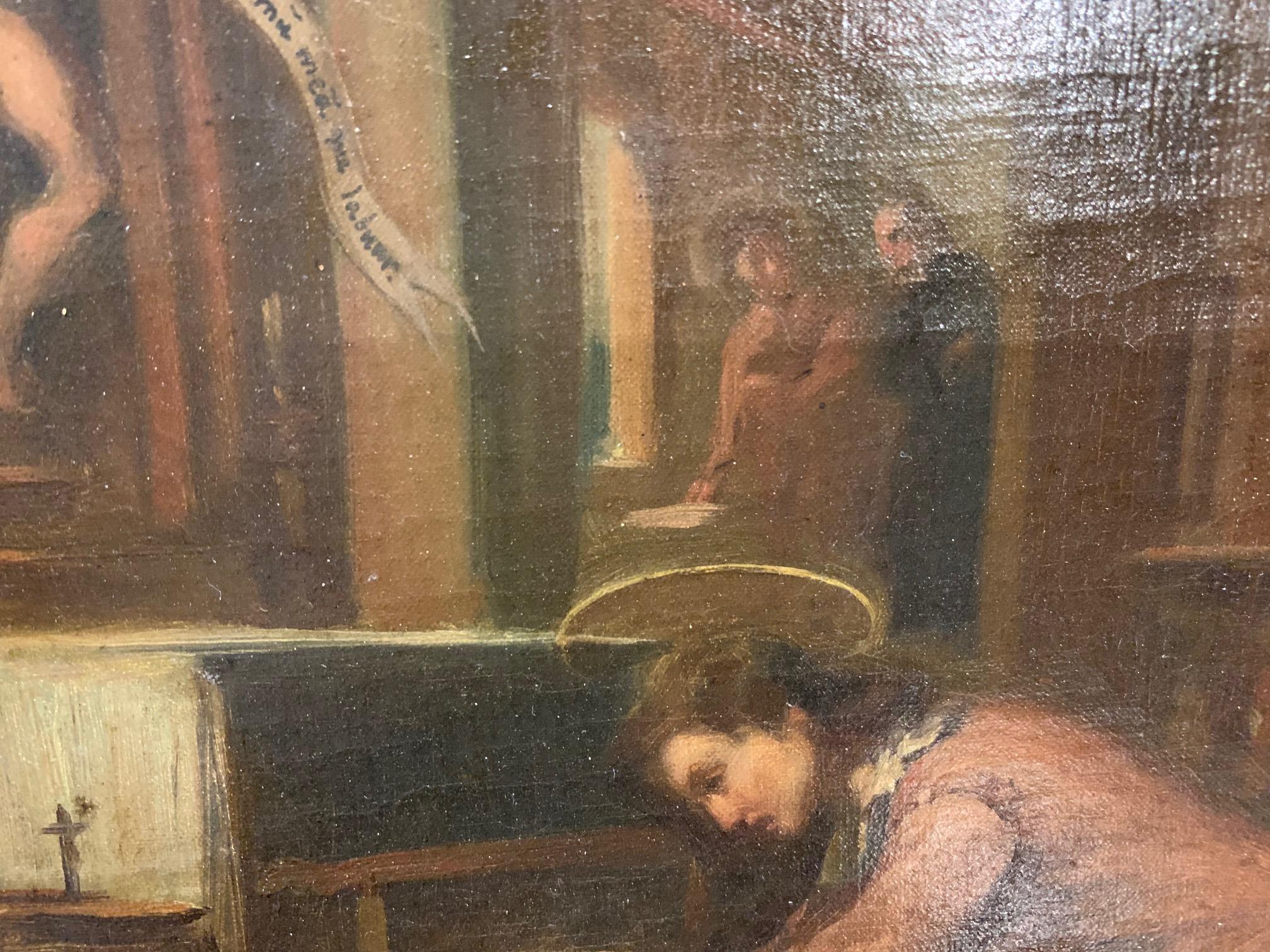 Peinture à l'huile espagnole du milieu du XIXe siècle représentant Saint François en vente 1