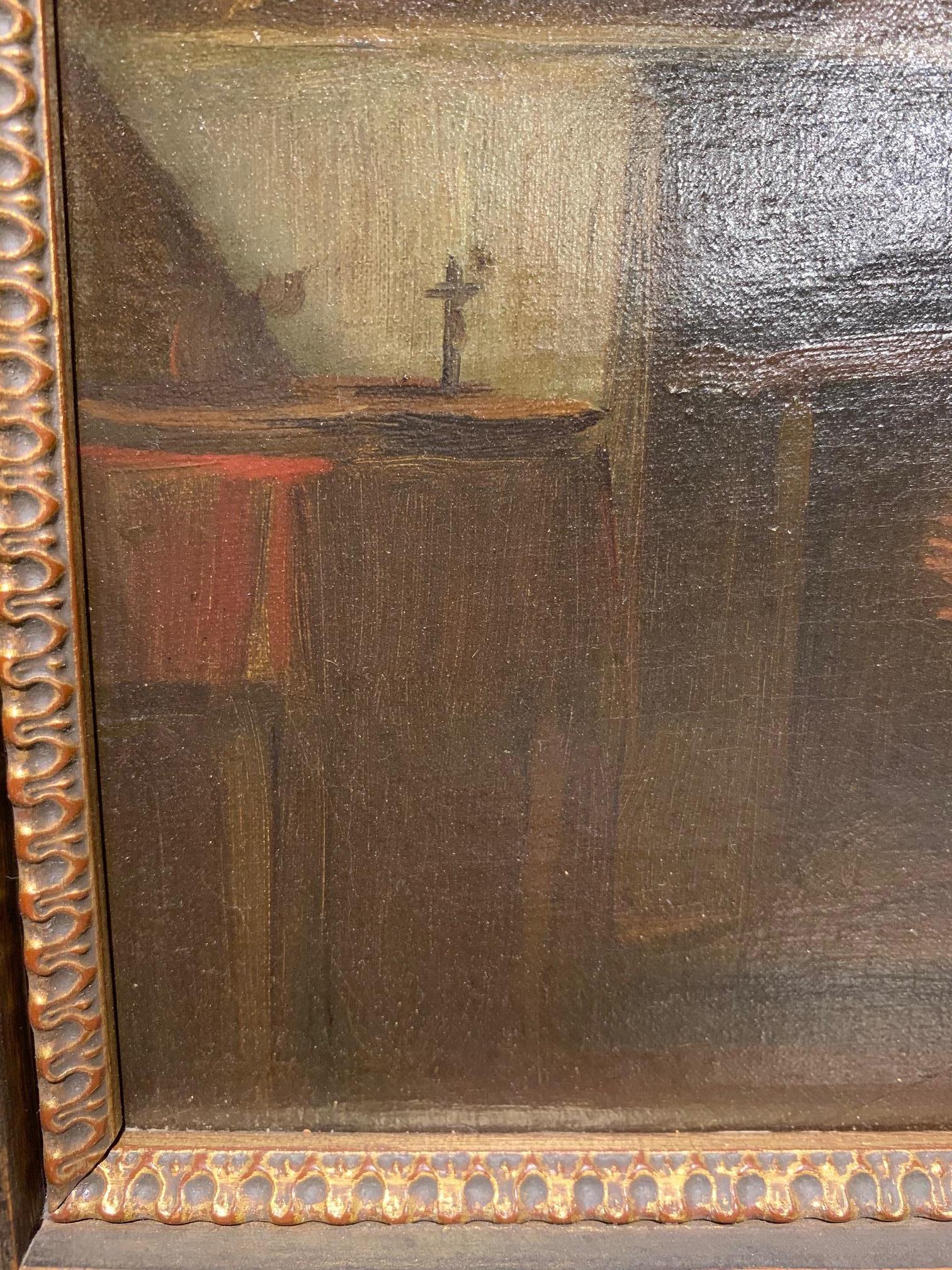 Mid-19th Century Spanish Oil Painting of Saint Francis For Sale 4