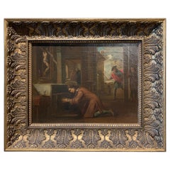 Mid-19th Century Spanish Oil Painting of Saint Francis