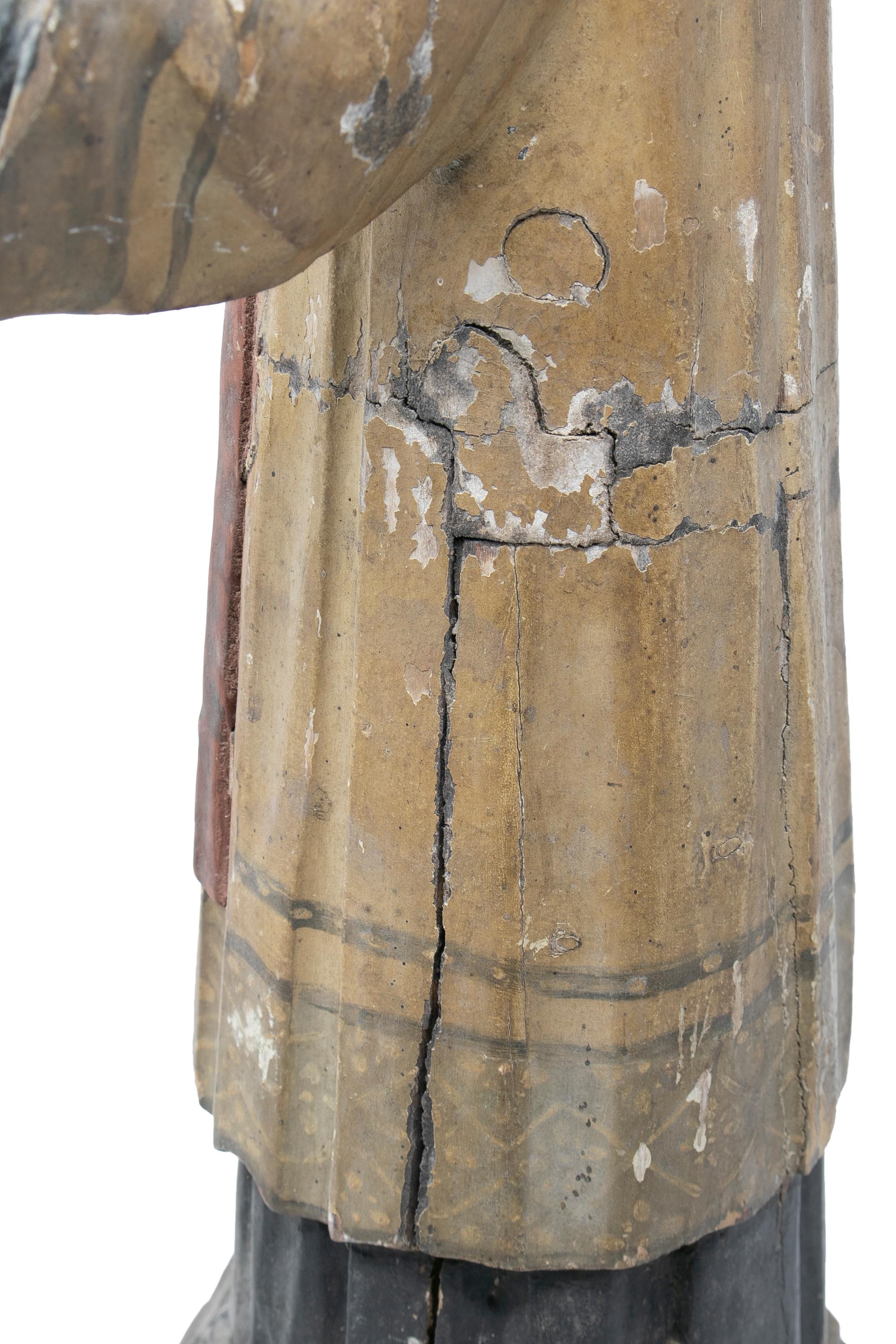 Mid-19th Century Spanish Saint Painted Wooden Figurative Sculpture 10