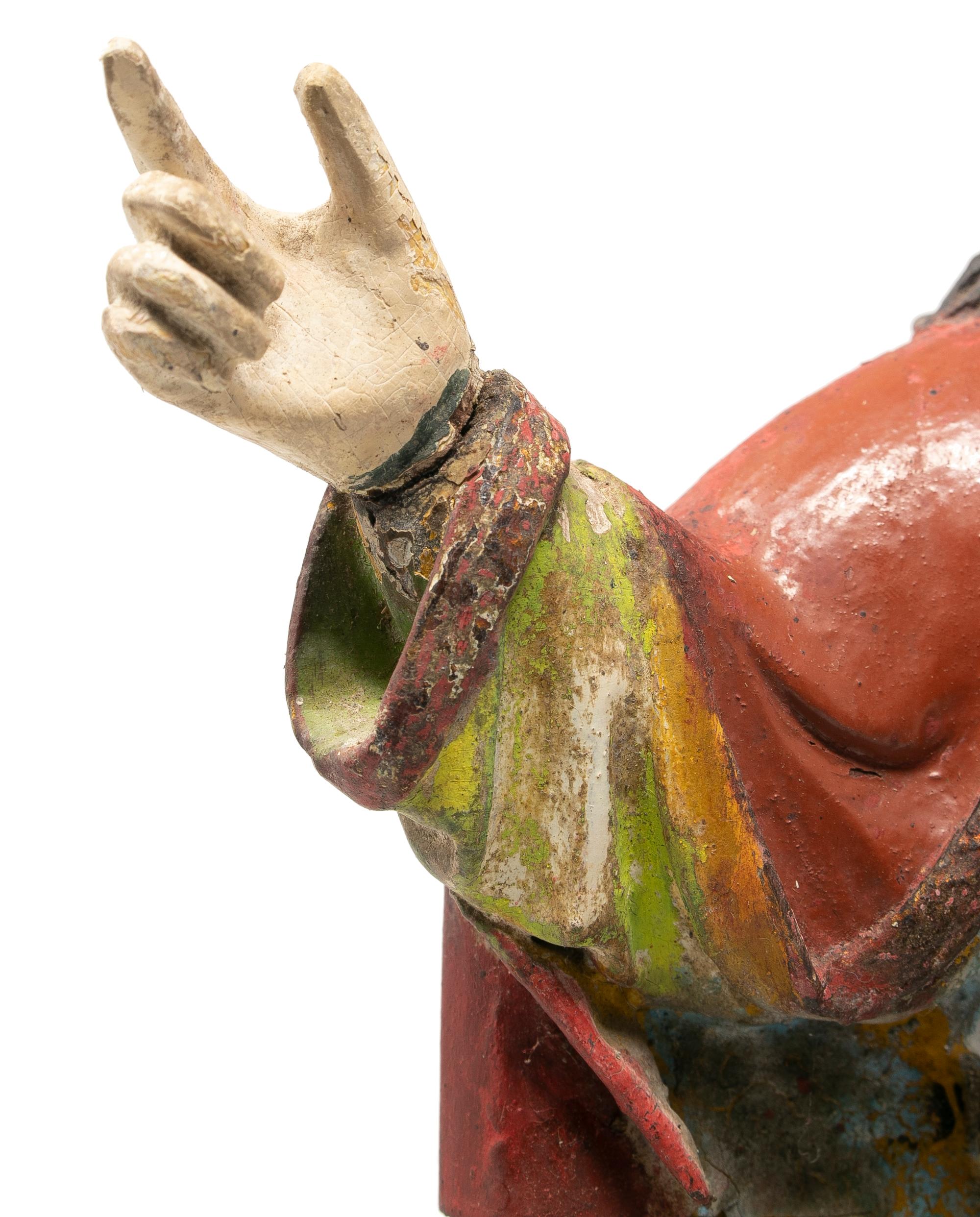 Mid-19th Century Spanish Saint Painted Wooden Figurative Sculpture For Sale 11