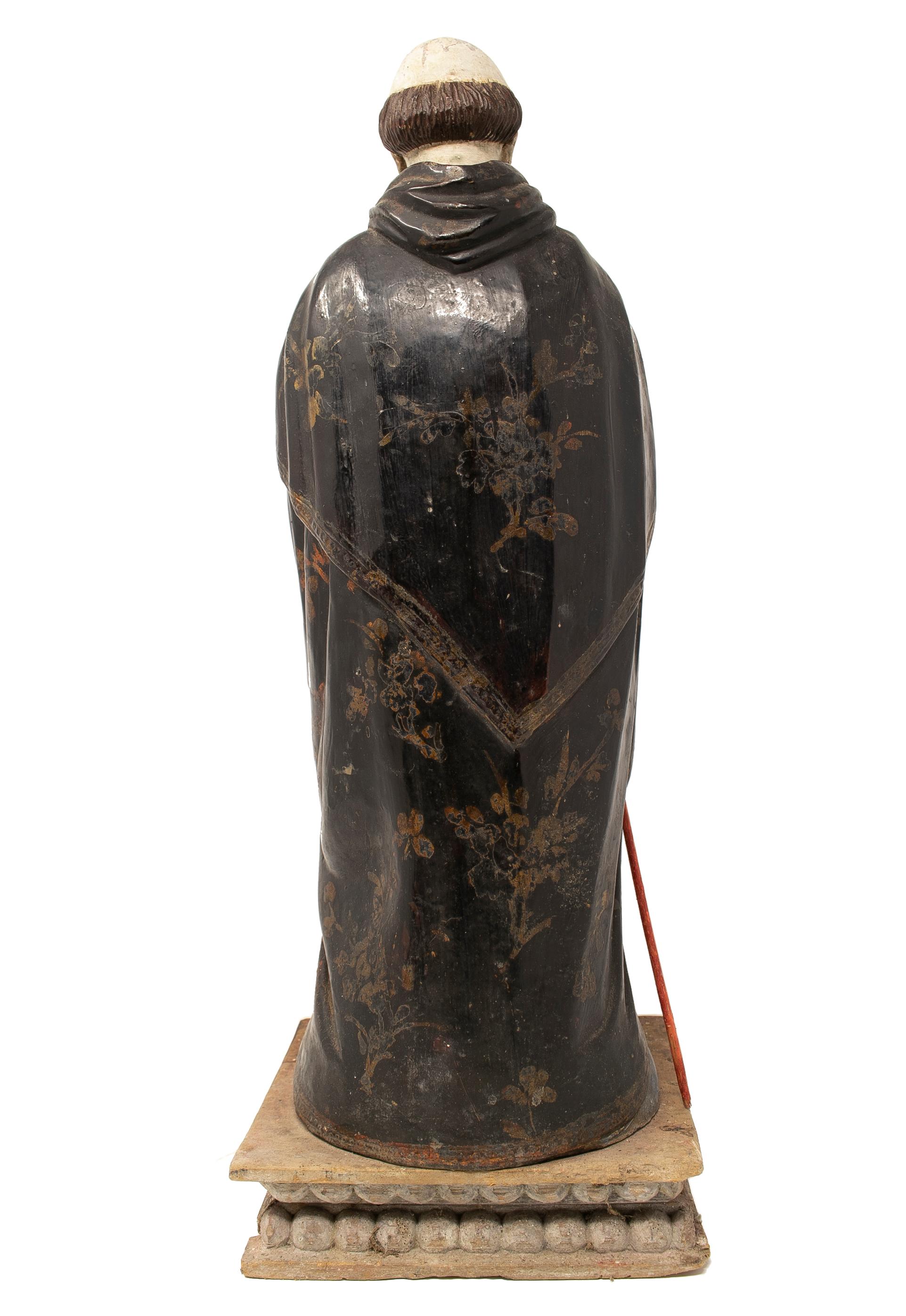 Mid-19th Century Spanish Saint Painted Wooden Figurative Sculpture For Sale 2