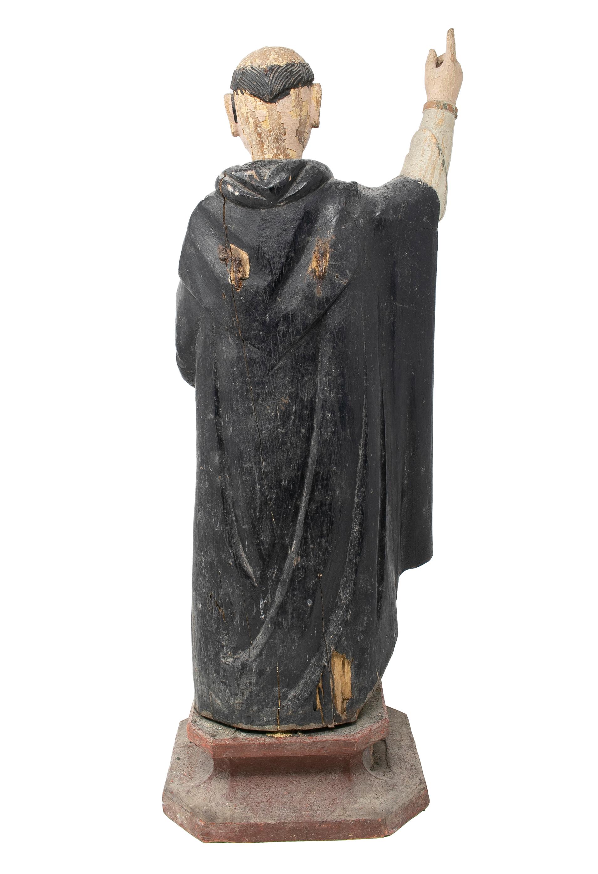 Mid-19th Century Spanish Saint Painted Wooden Figurative Sculpture 1