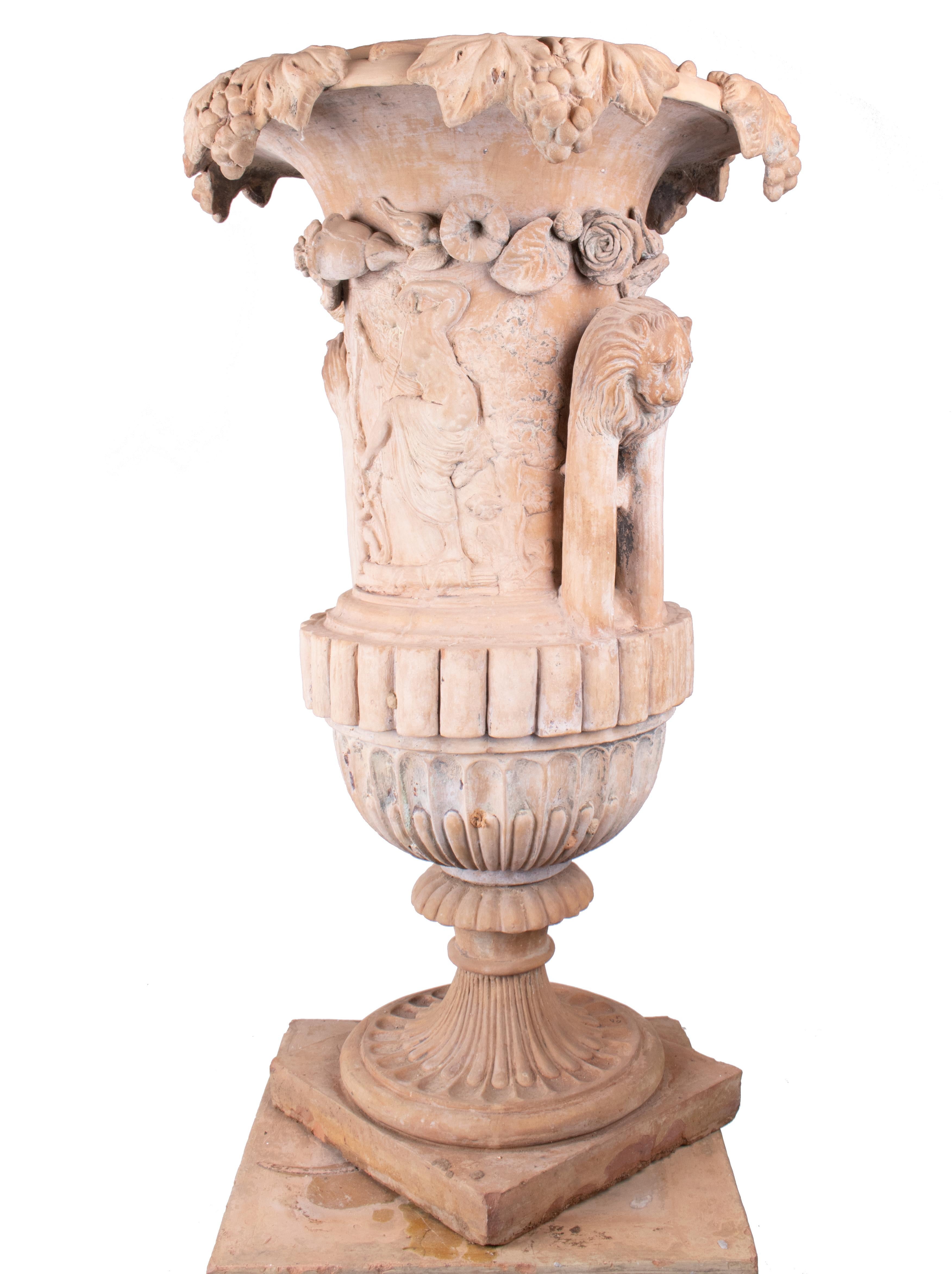 Mid-19th Century Spanish Terracotta Urn and Pedestal Stamped by the Maker For Sale 5