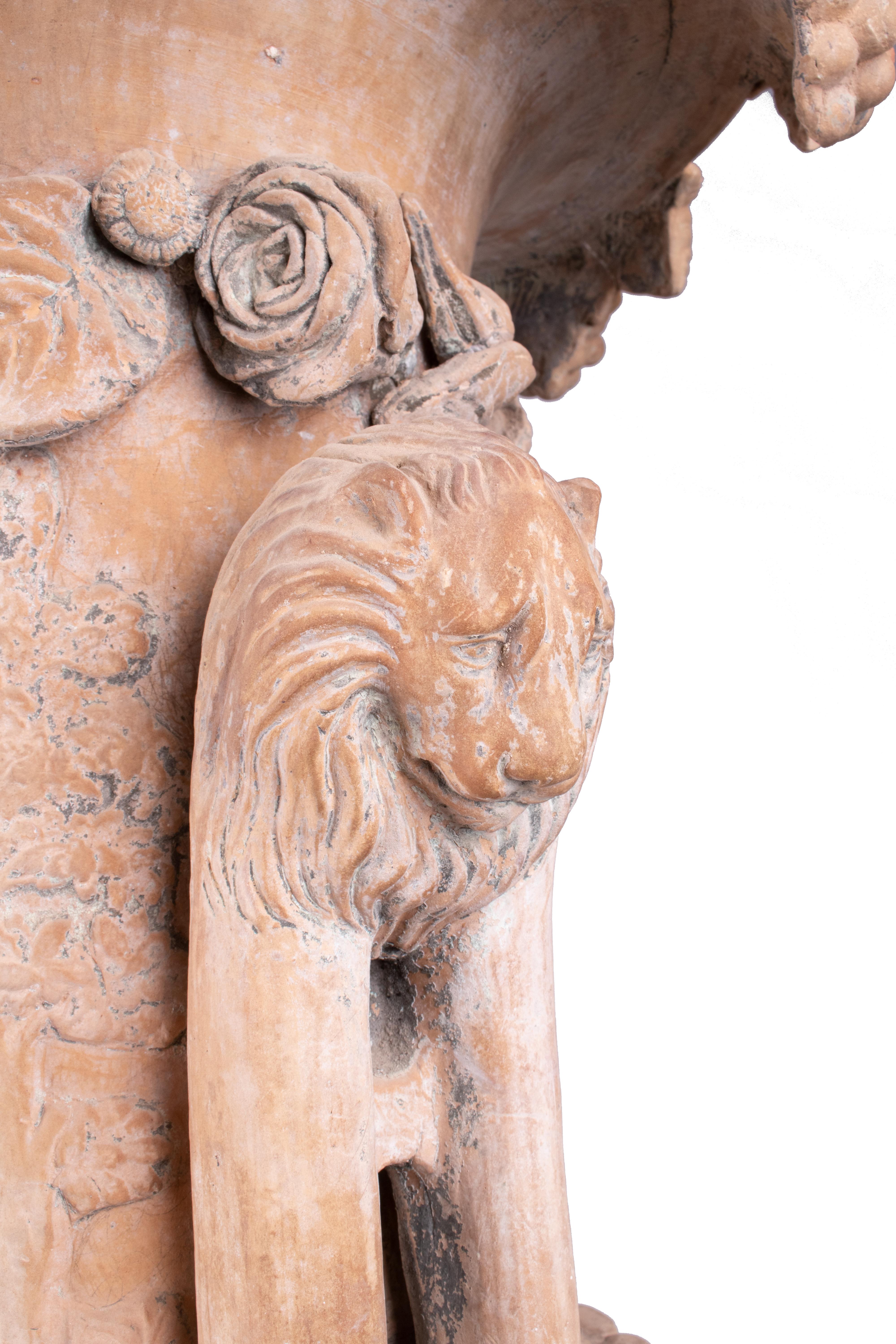 Mid-19th Century Spanish Terracotta Urn and Pedestal Stamped by the Maker For Sale 6