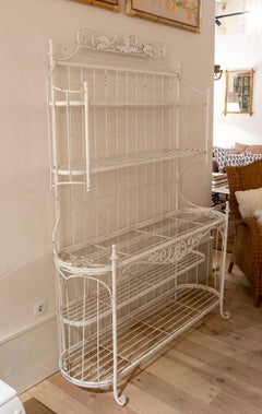 Mid-19th Century Spanish White Iron Bakers Rack