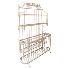 Antique Mid-19th Century Spanish White Iron Bakers Rack