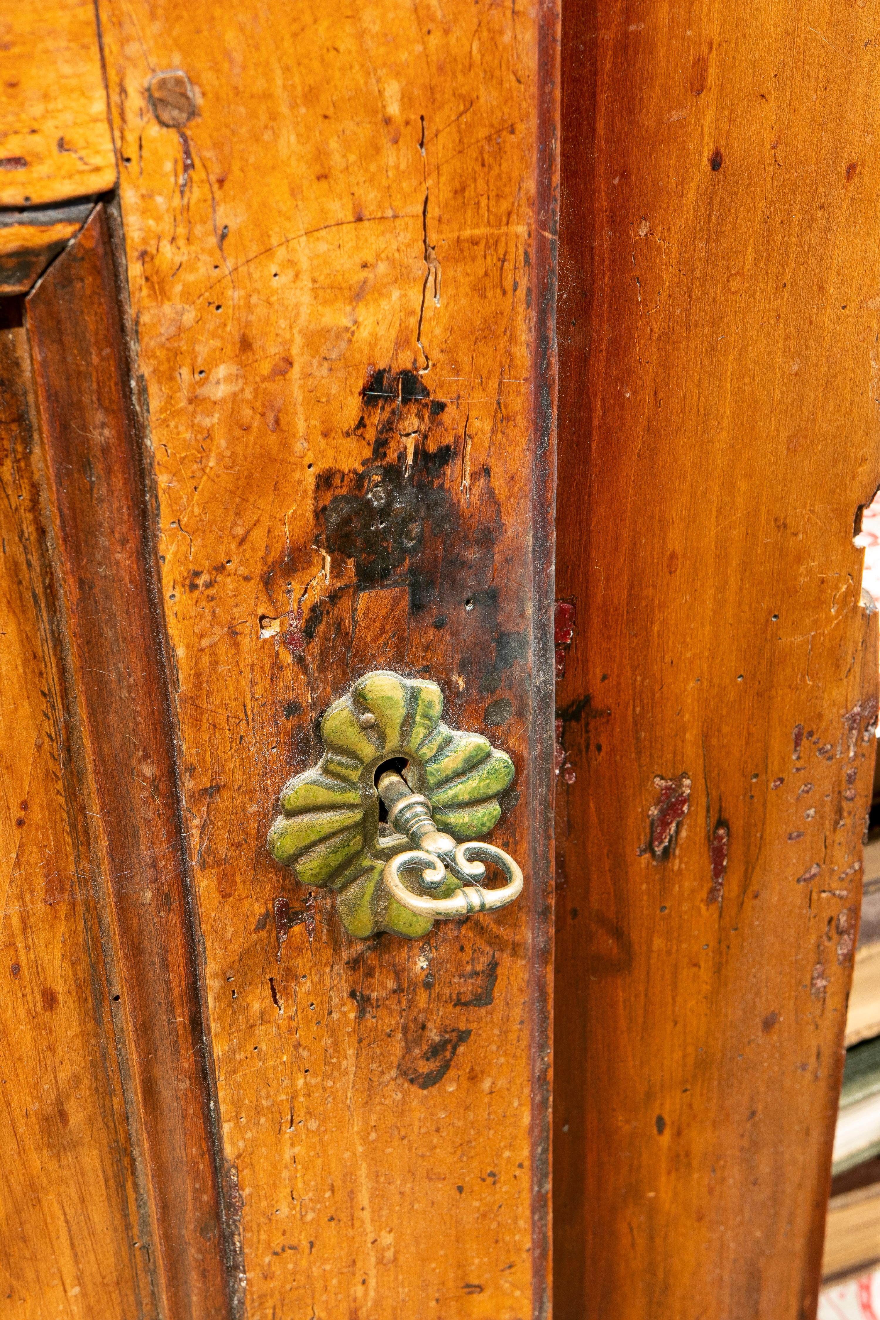 Mid-19th Century Spanish Wooden 3-Door Farmhouse Sideboard w/ Bronze Hardware 9