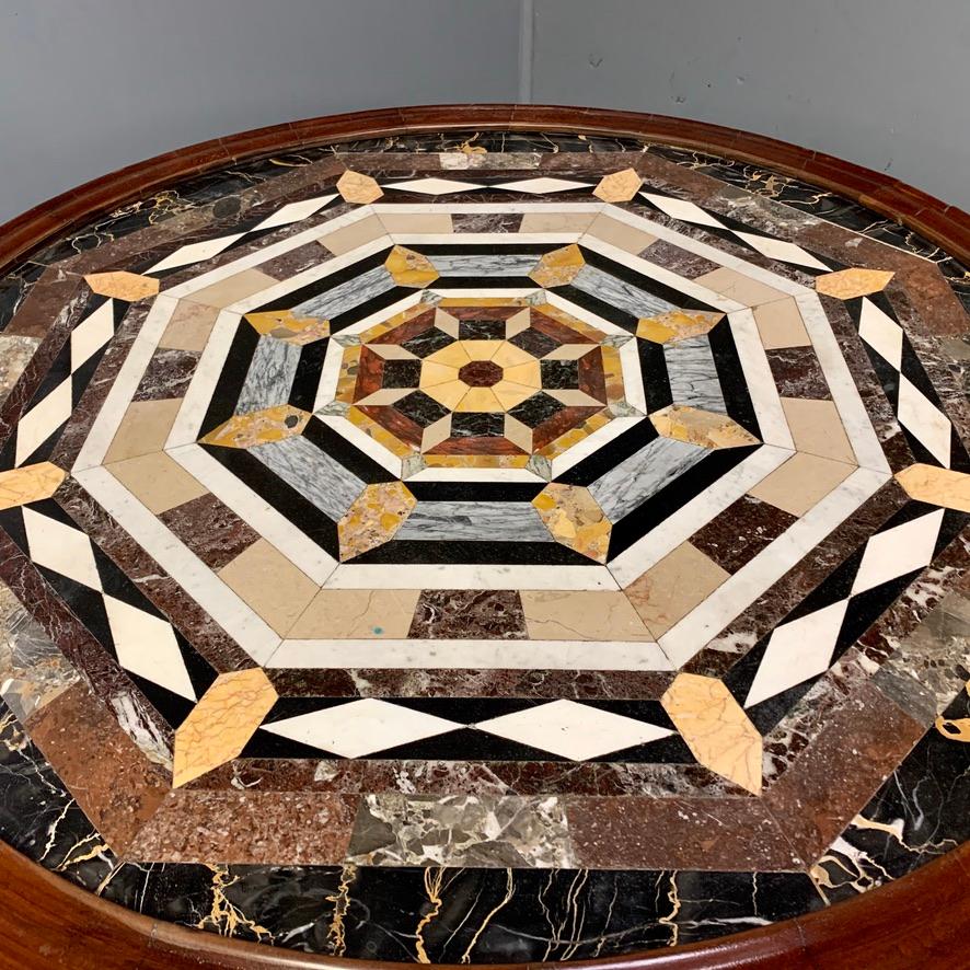 Victorian Mid-19th Century Specimen Marble Top Centre Table on a Pedestal Base For Sale