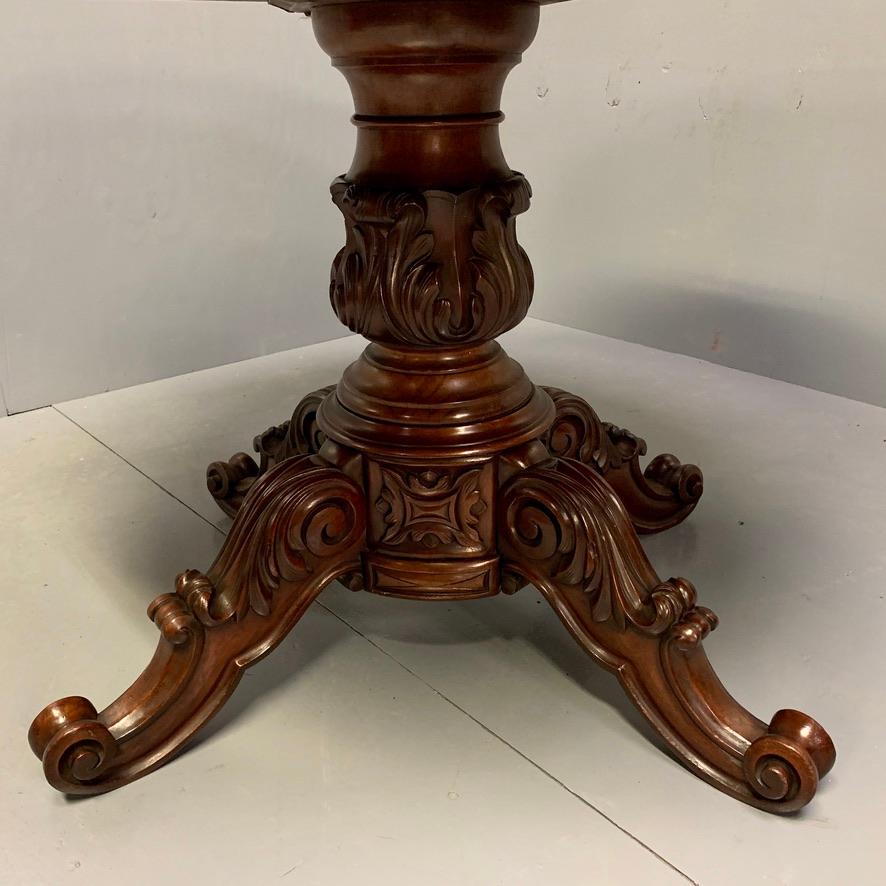 Mid-19th Century Specimen Marble Top Centre Table on a Pedestal Base For Sale 1