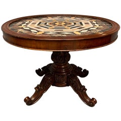 Mid-19th Century Specimen Marble Top Centre Table on a Pedestal Base