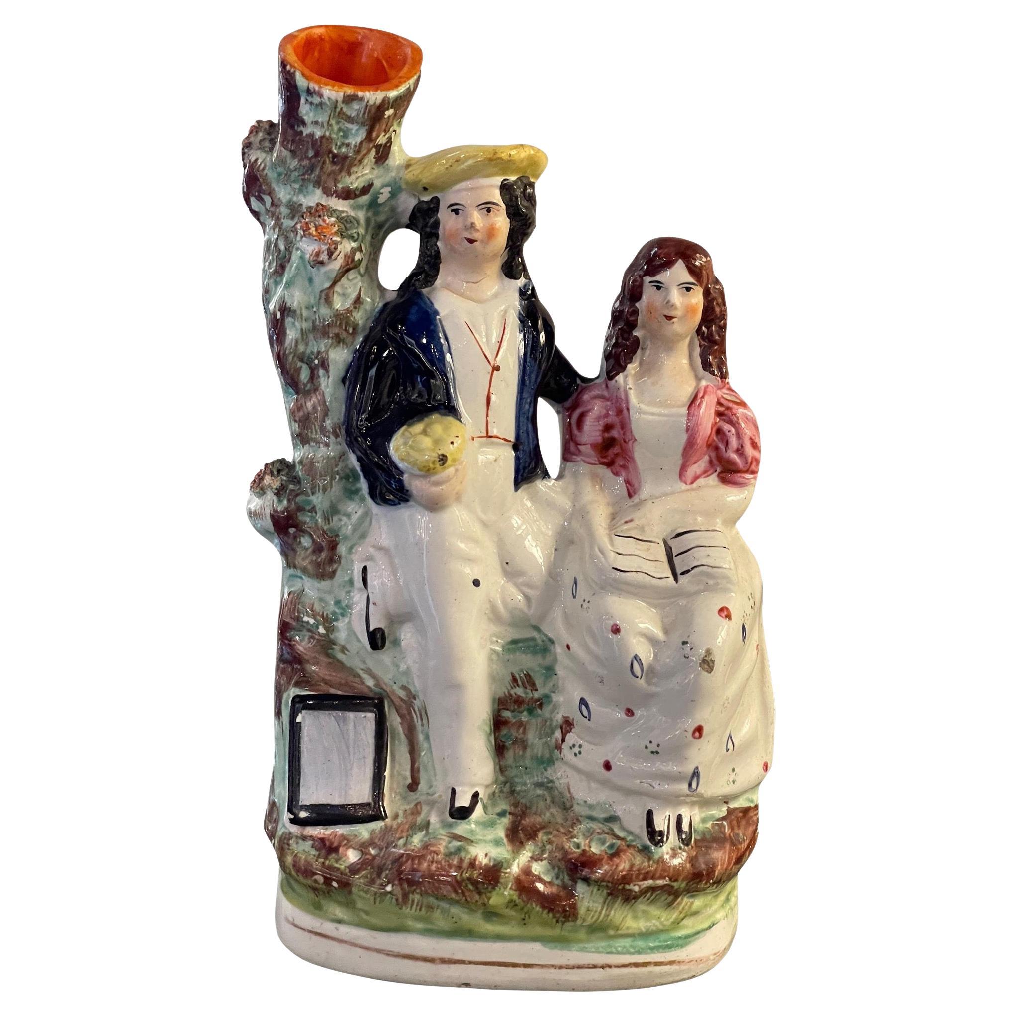 Mid 19th Century Staffordshire Scottish Couple Figurine For Sale