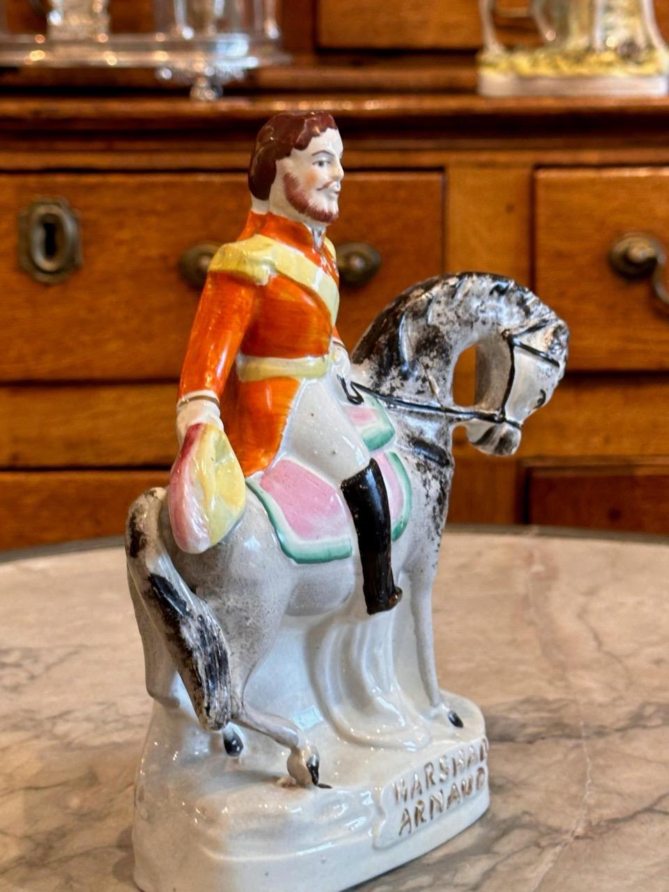 Mid 19th Century Staffordshire Soldier on Horse In Good Condition For Sale In Charlottesville, VA