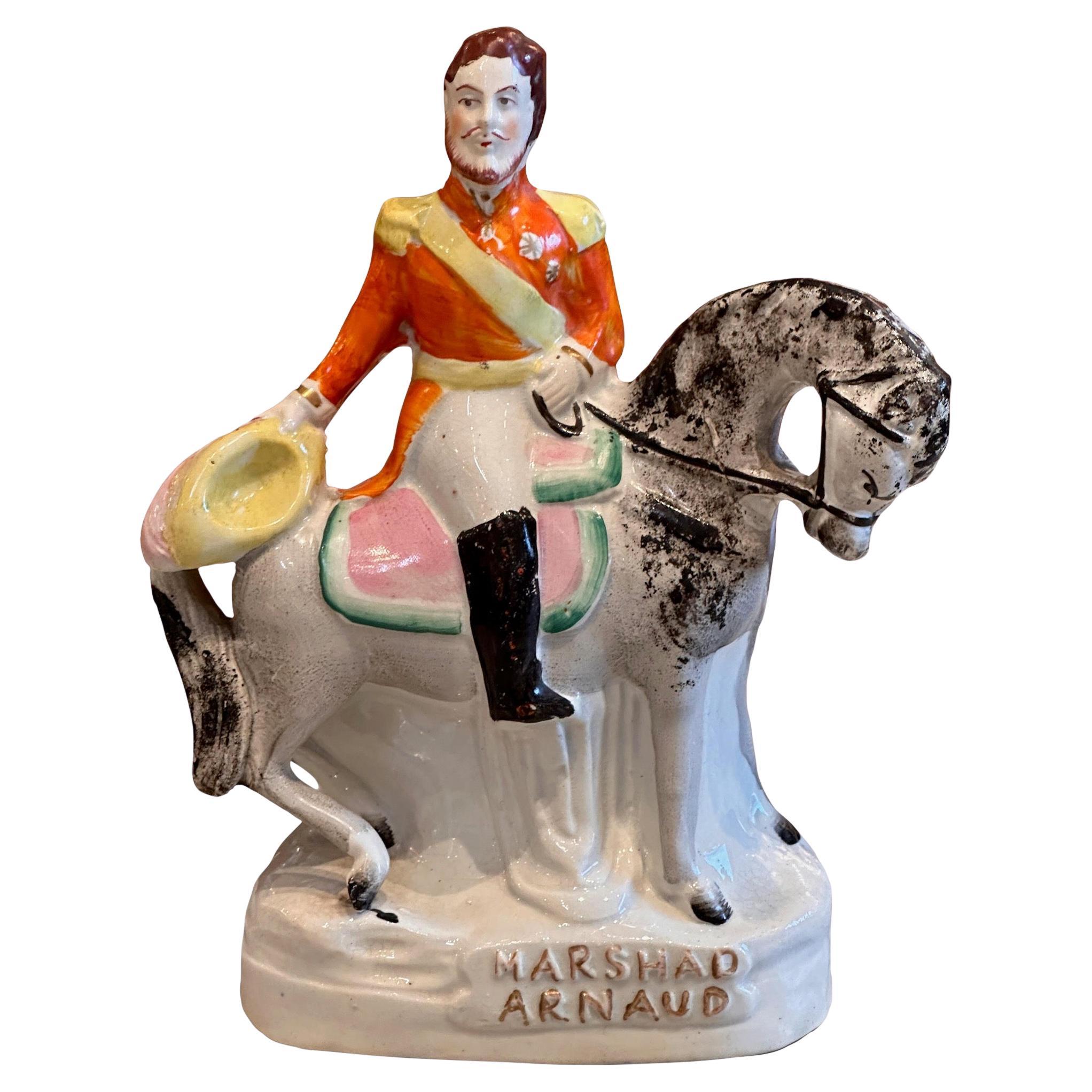 Mid 19th Century Staffordshire Soldier on Horse For Sale