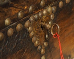 Mid 19th Century Studded Leather Table Coffret from France