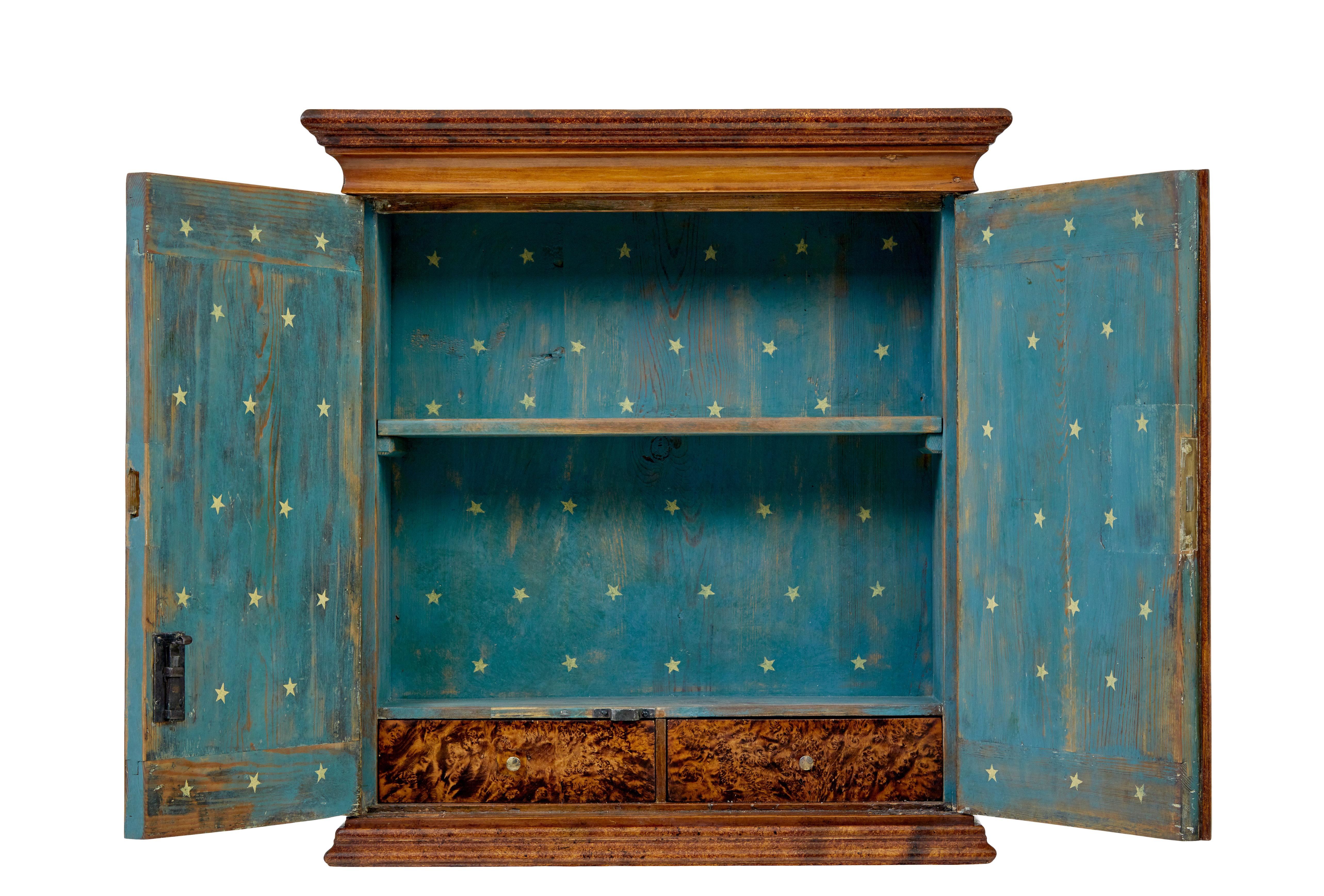 Gustavian Mid 19th century Swedish alder root wall cupboard
