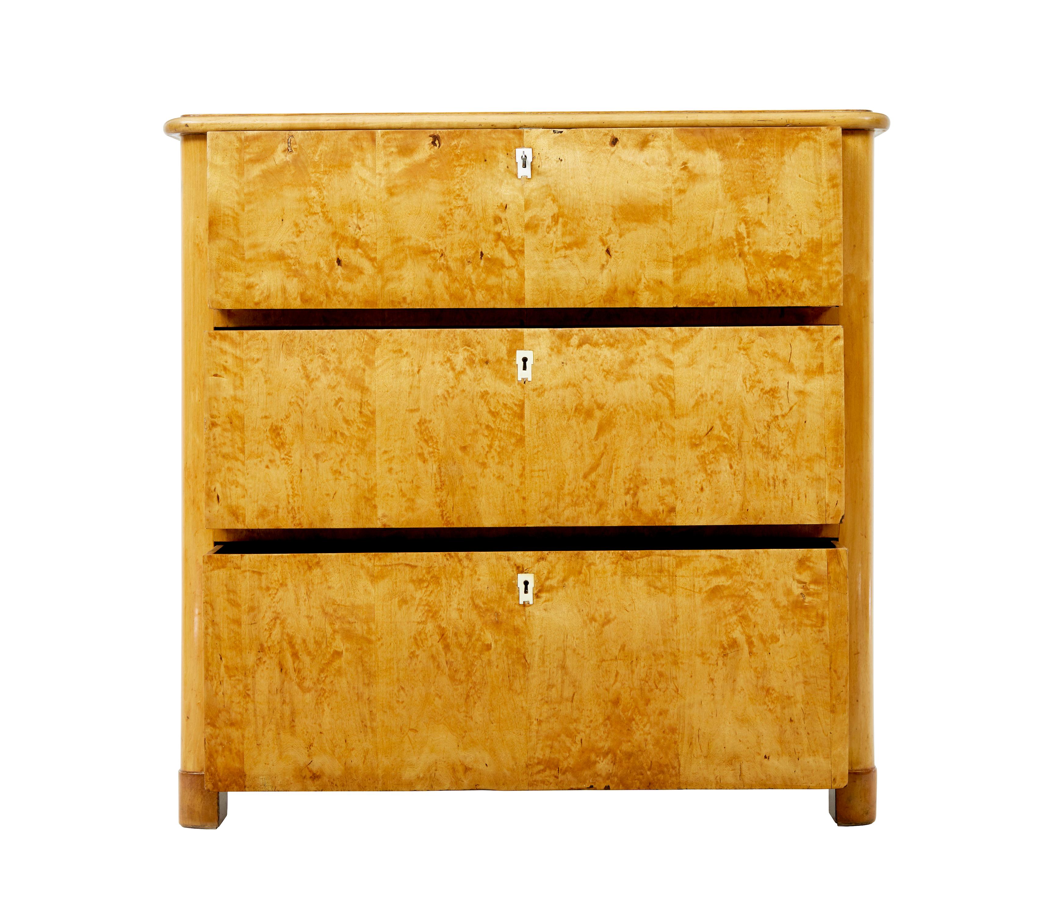 Empire Mid 19th century Swedish birch chest of drawers For Sale