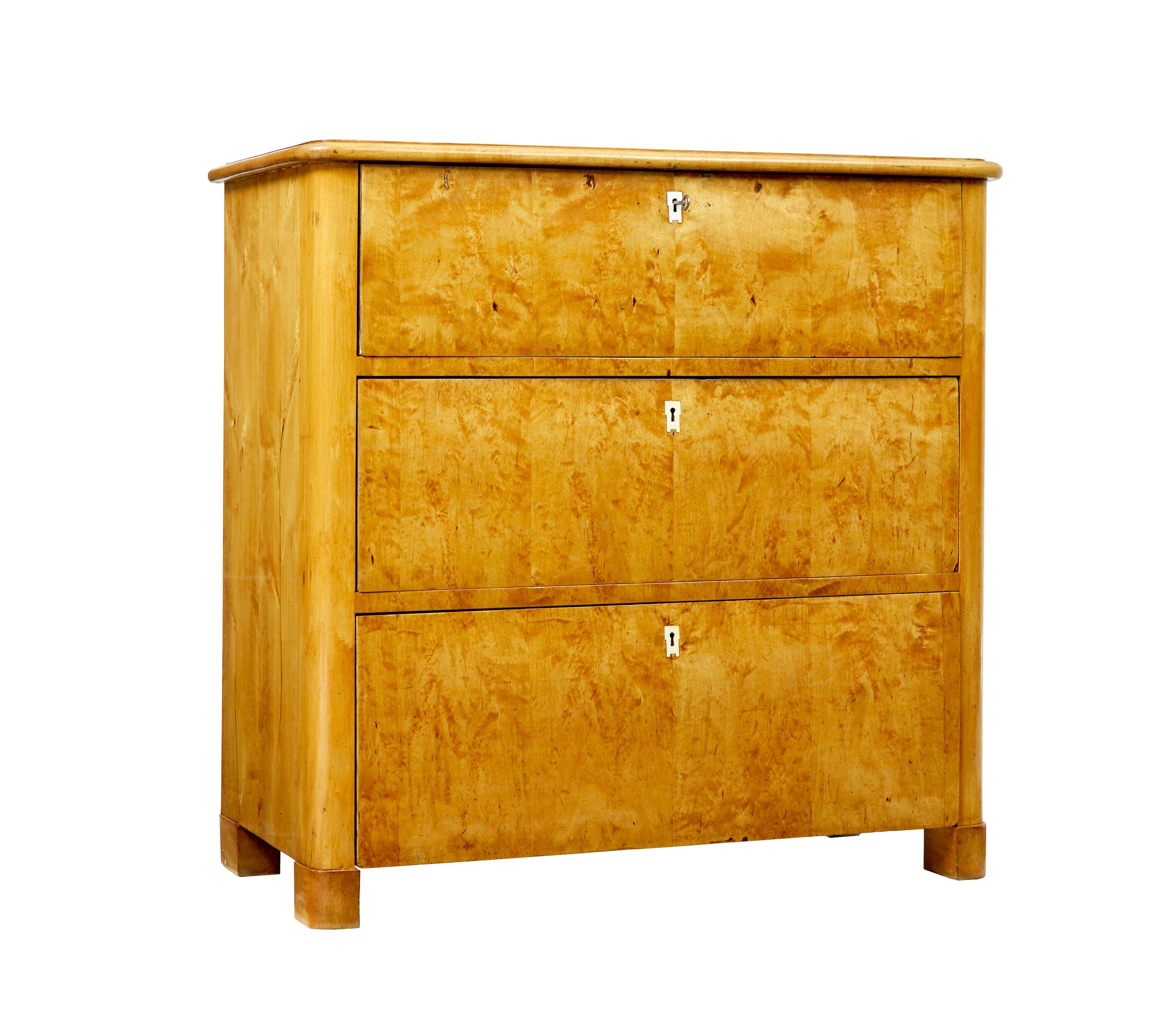 Birch Mid 19th century Swedish birch chest of drawers For Sale