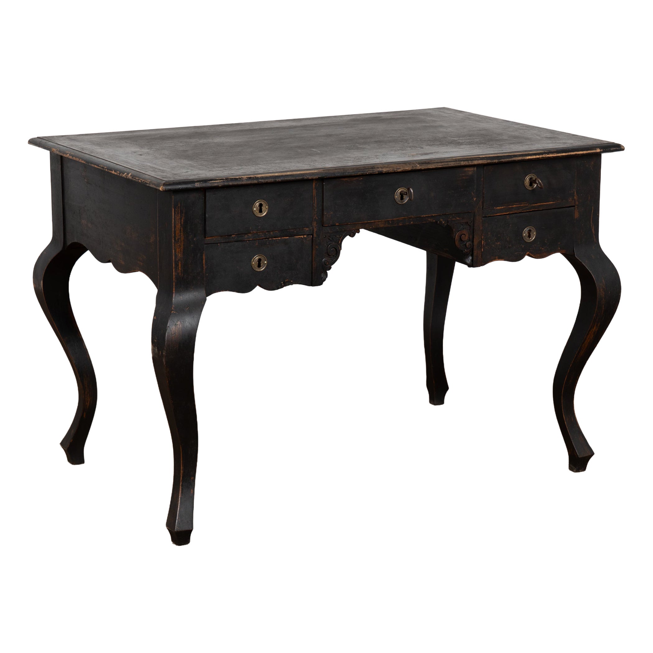 Mid 19th Century Swedish Black Painted Writing Desk