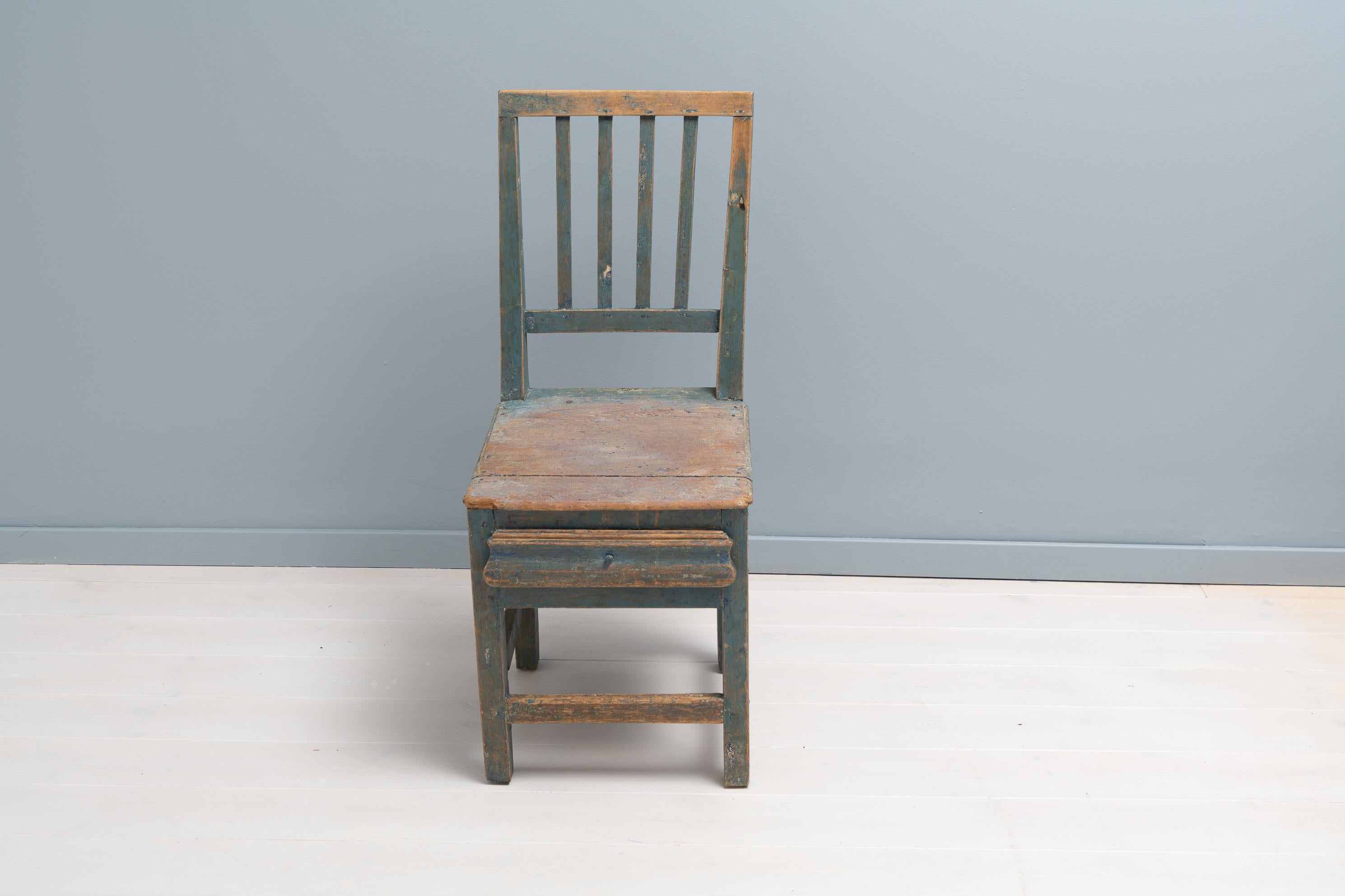 Mid 19th Century Swedish Blue Folk Art Gustavian Style Chair 6