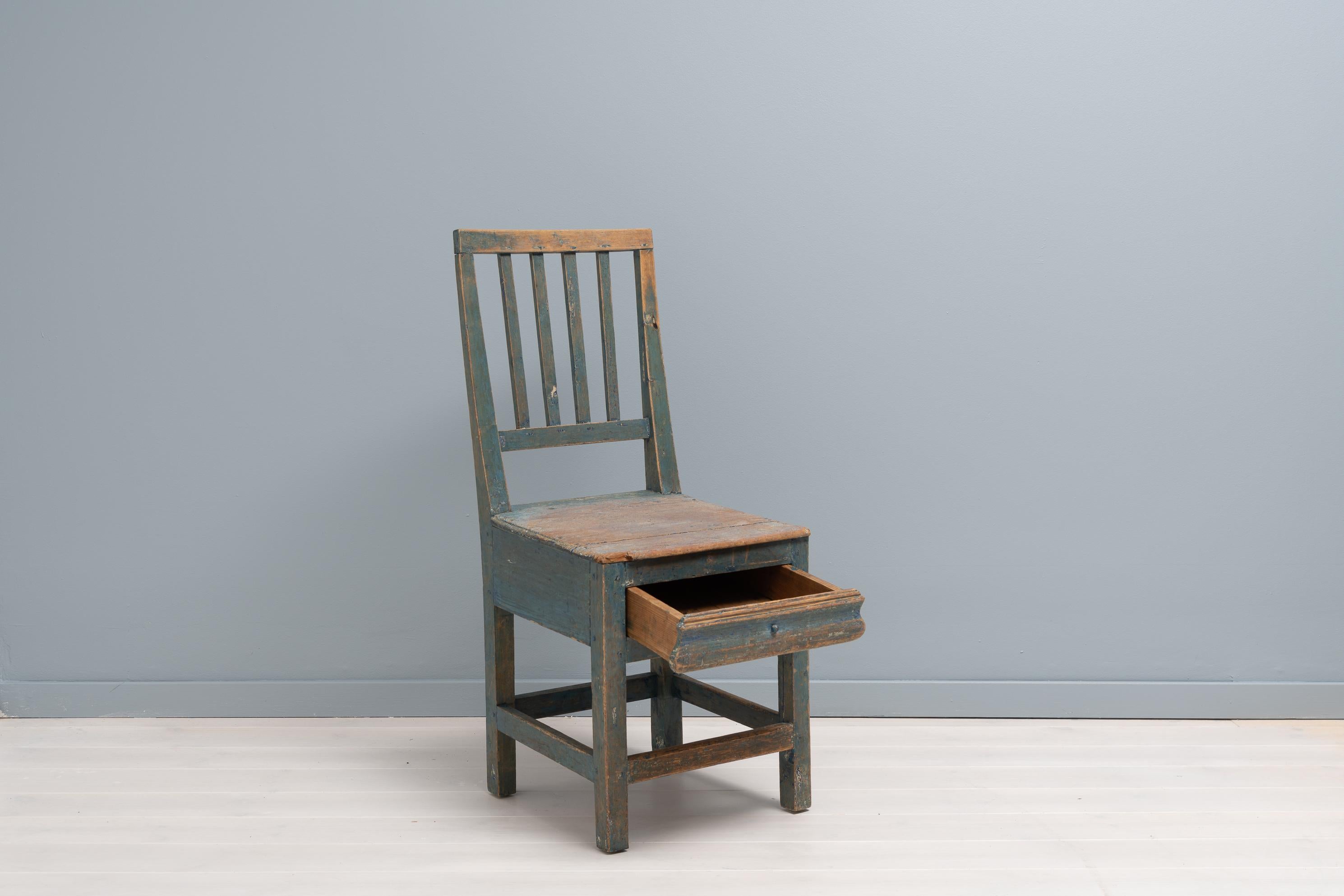 Mid 19th Century Swedish Blue Folk Art Gustavian Style Chair 2