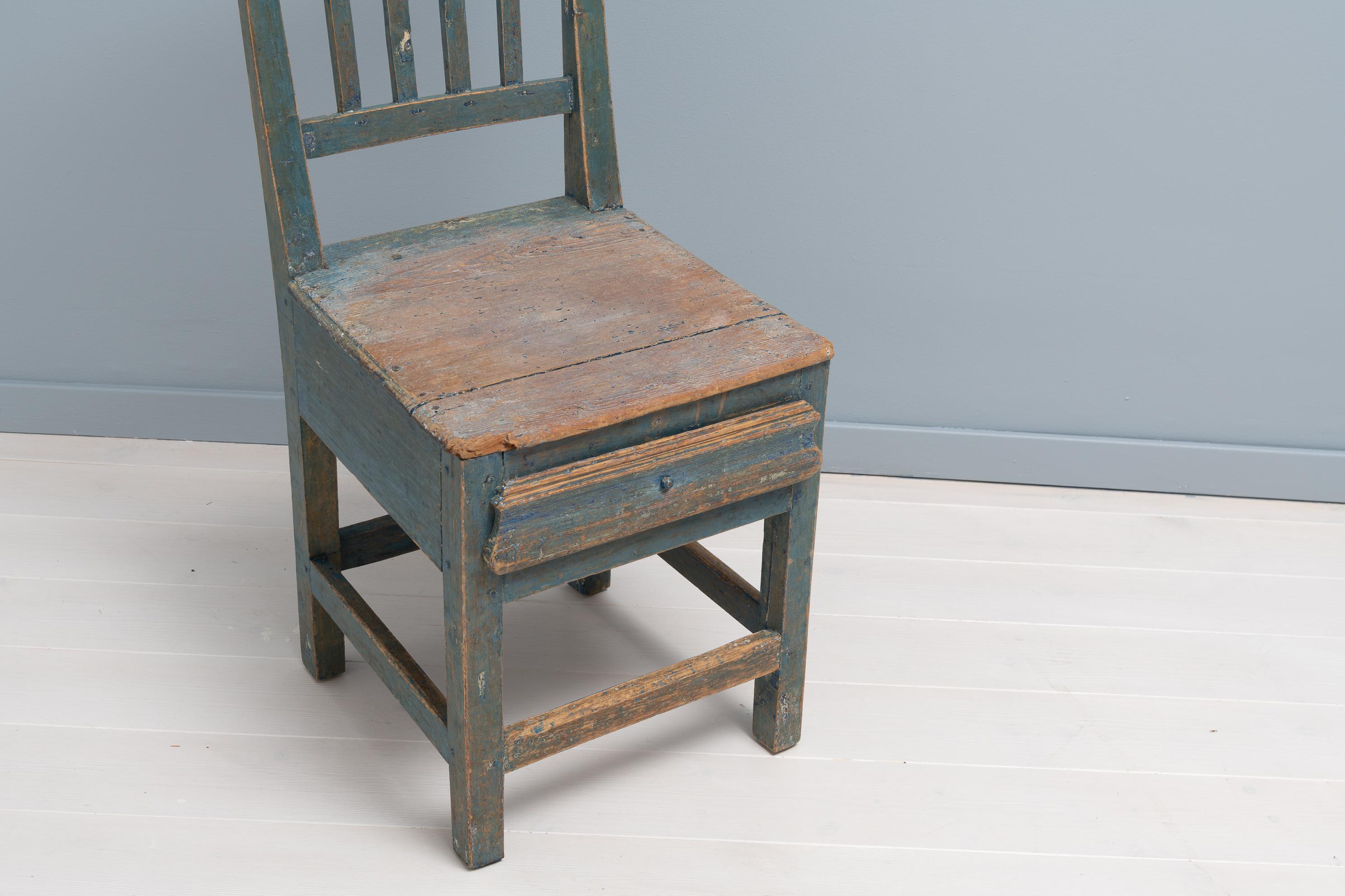 Mid 19th Century Swedish Blue Folk Art Gustavian Style Chair 4