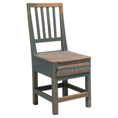 Mid 19th Century Swedish Blue Folk Art Gustavian Style Chair