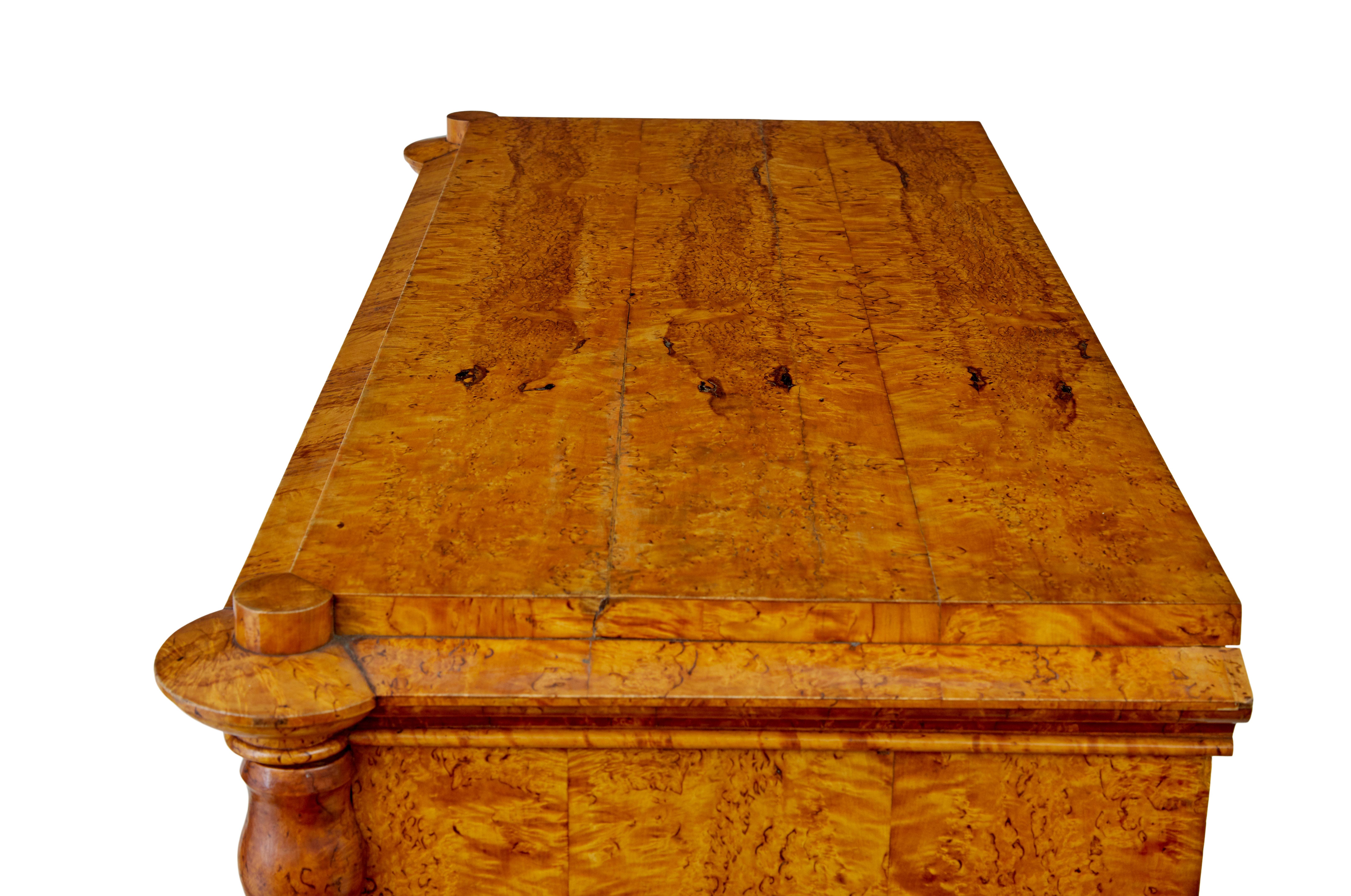 Mid 19th century Swedish burr birch secretaire chest For Sale 8