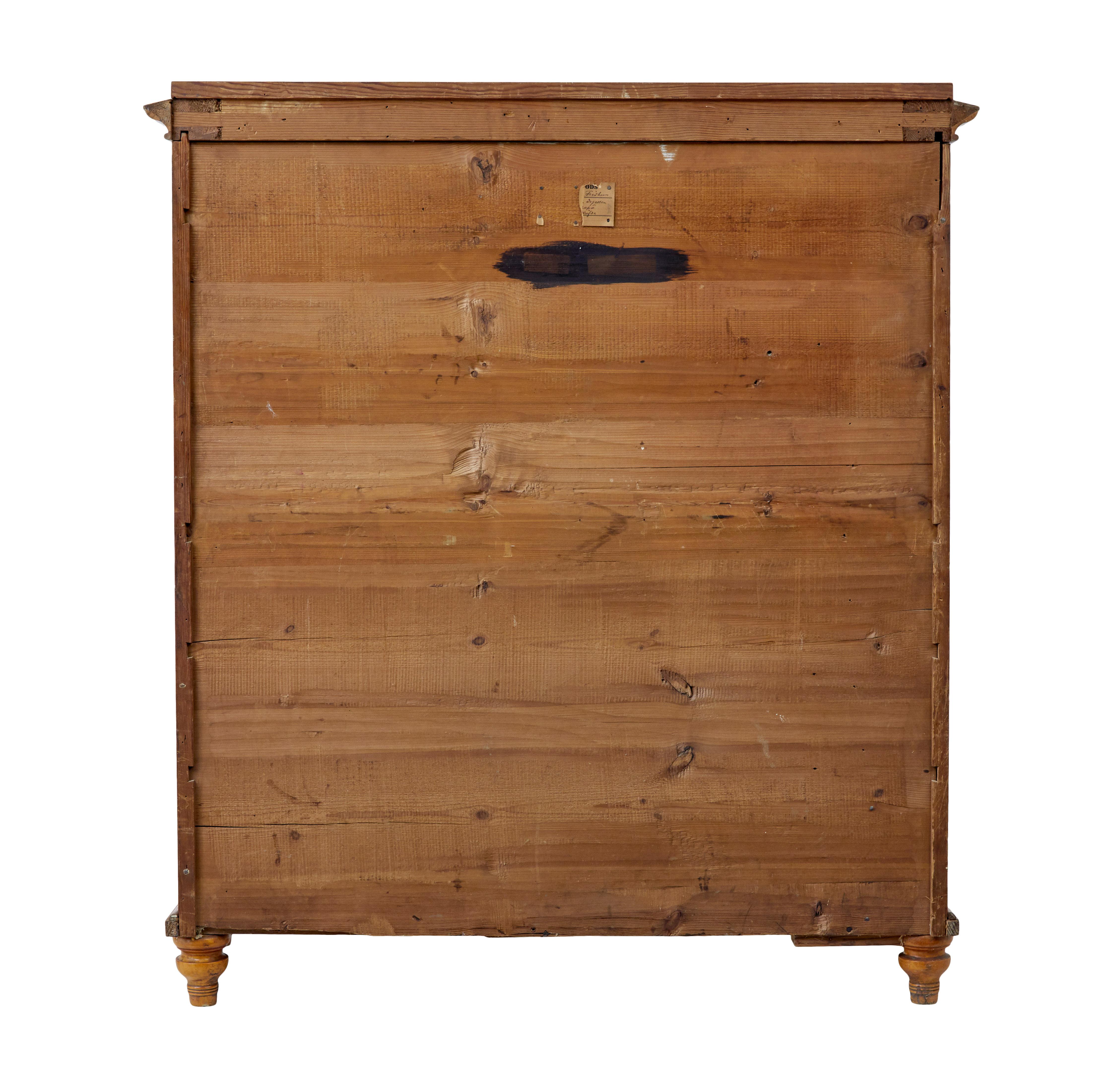 Birch Mid 19th century Swedish burr birch secretaire chest For Sale