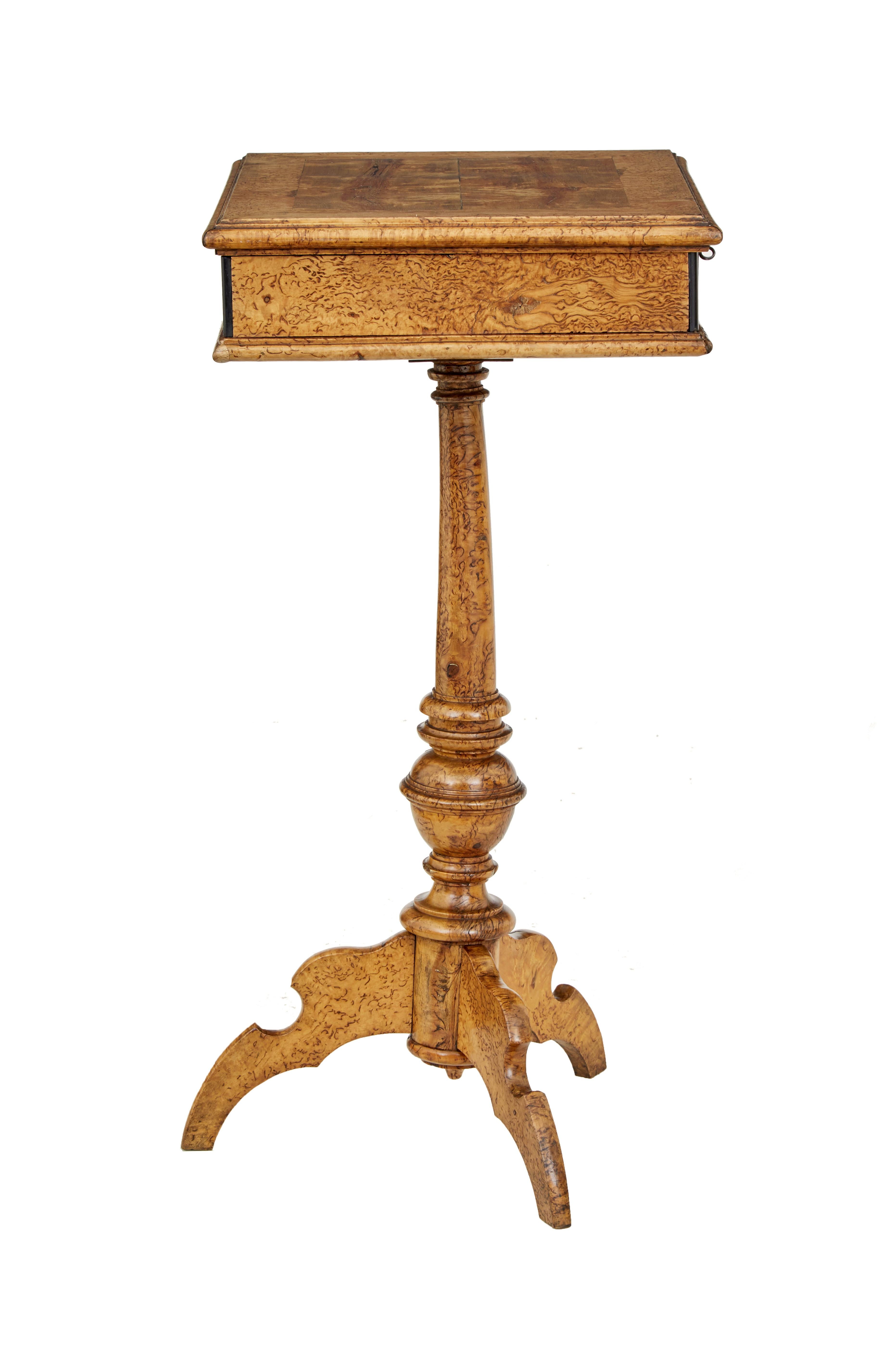 Mid 19th century Swedish burr birch work table For Sale 1