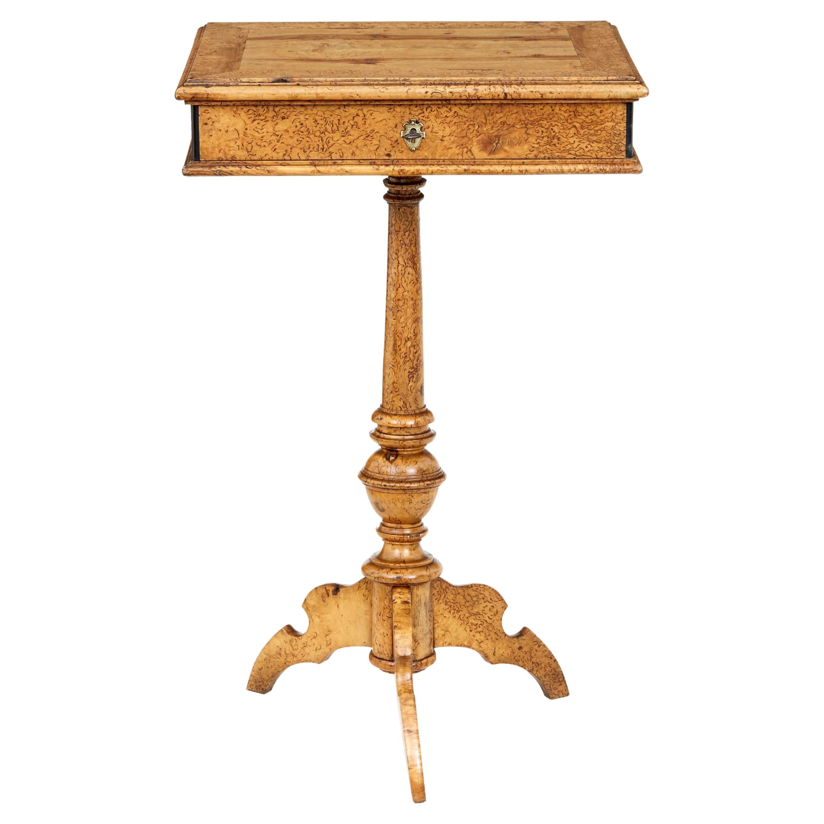 Mid 19th century Swedish burr birch work table For Sale