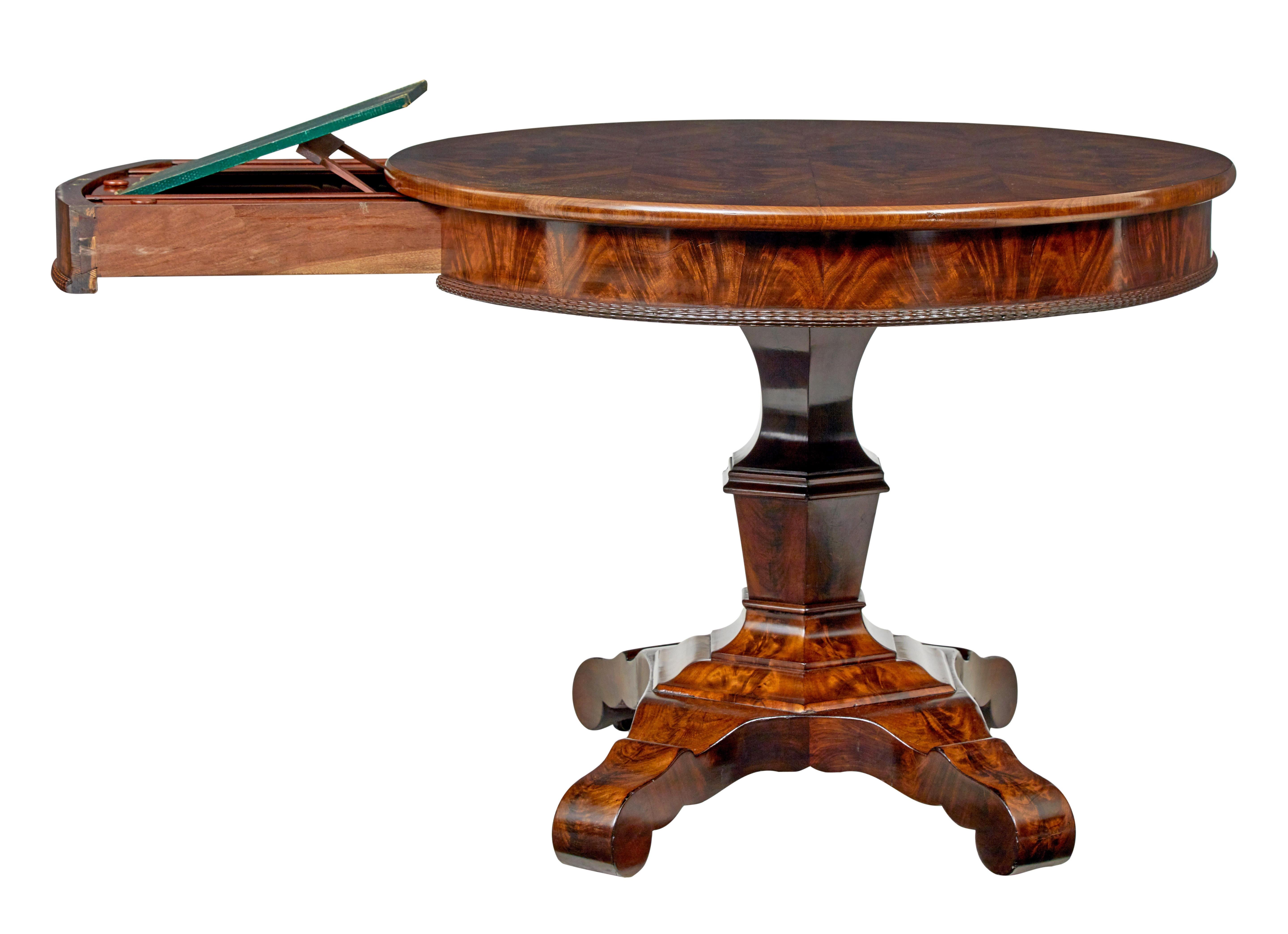 Empire Mid 19th Century Swedish center table with writing slope For Sale